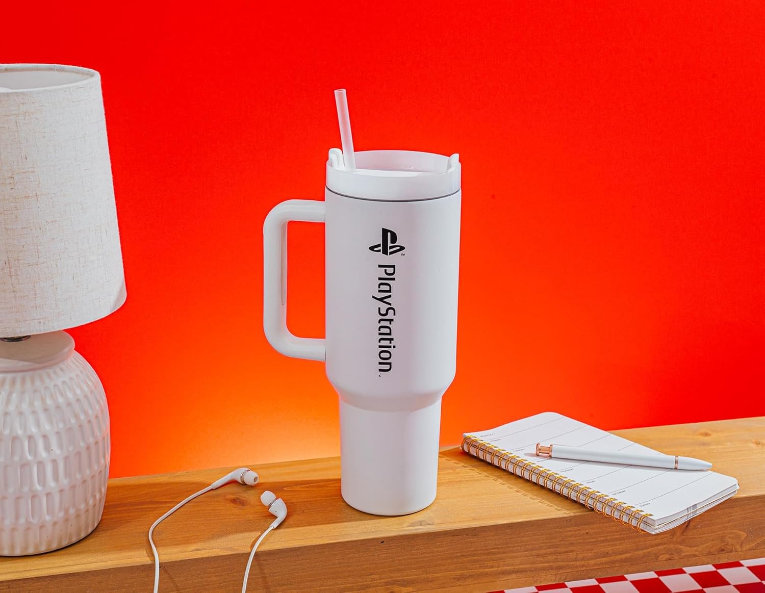 Pyramid America PlayStation Controller Icons Metal Travel Tumbler With Leak-Resistant Lid and Reusable Straw | Holds 40 Ounces