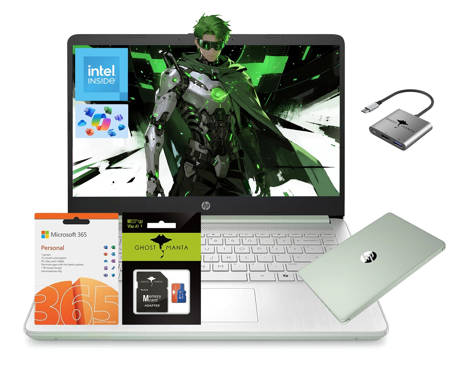 HP 14" Laptop Computer, Quad-Core (Beat i3), 16GB RAM 256GB Storage (128GB UFS+128GB SD Card), Wi-Fi 6 Win11 Laptops for Business and Student with 1-Year Office 365 W/GM Accessories