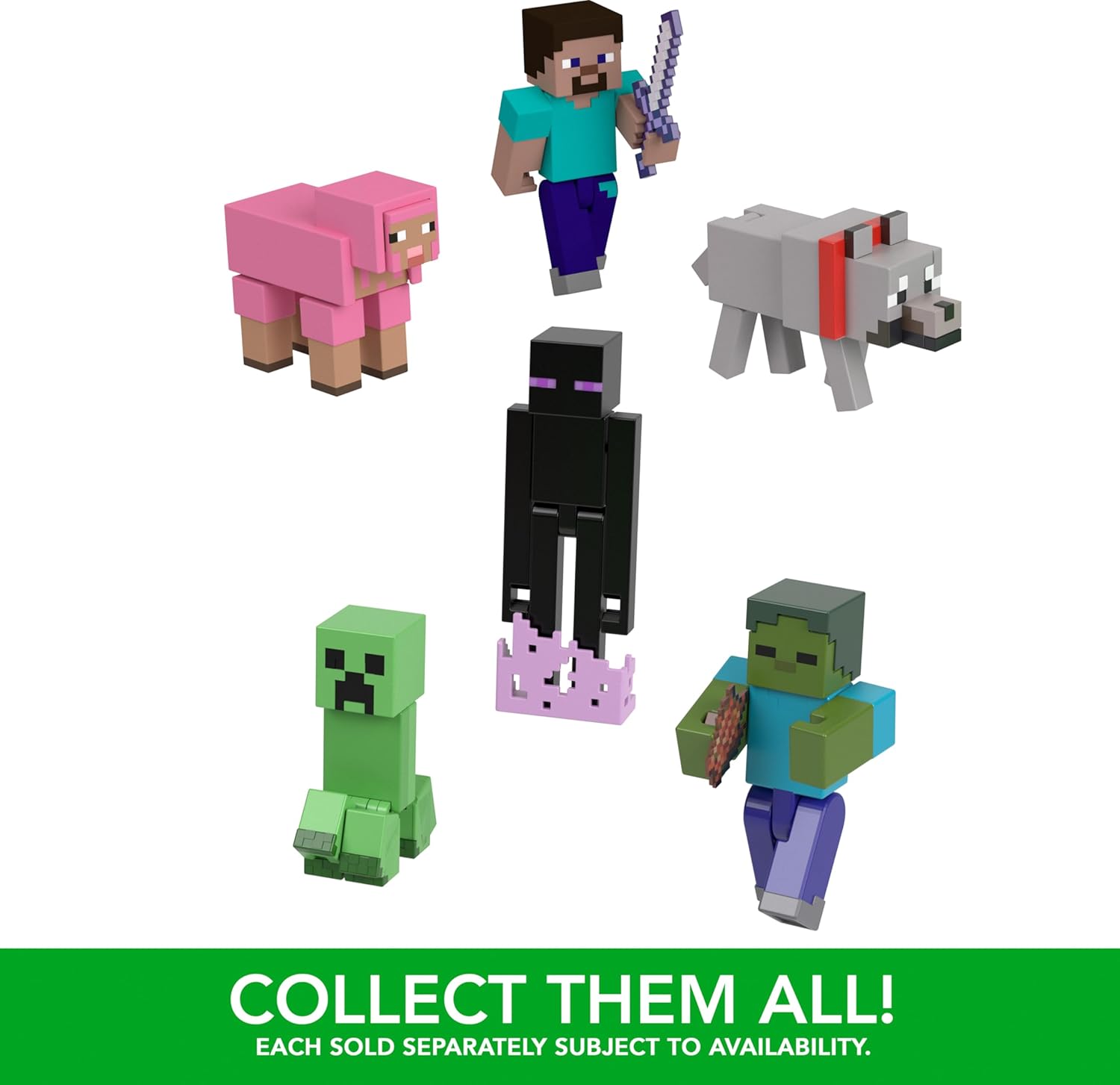 Mattel Minecraft Toys, Creeper Action Figure with Accessory & Portal Piece, Collectible Toy in 3.25-inch Scale