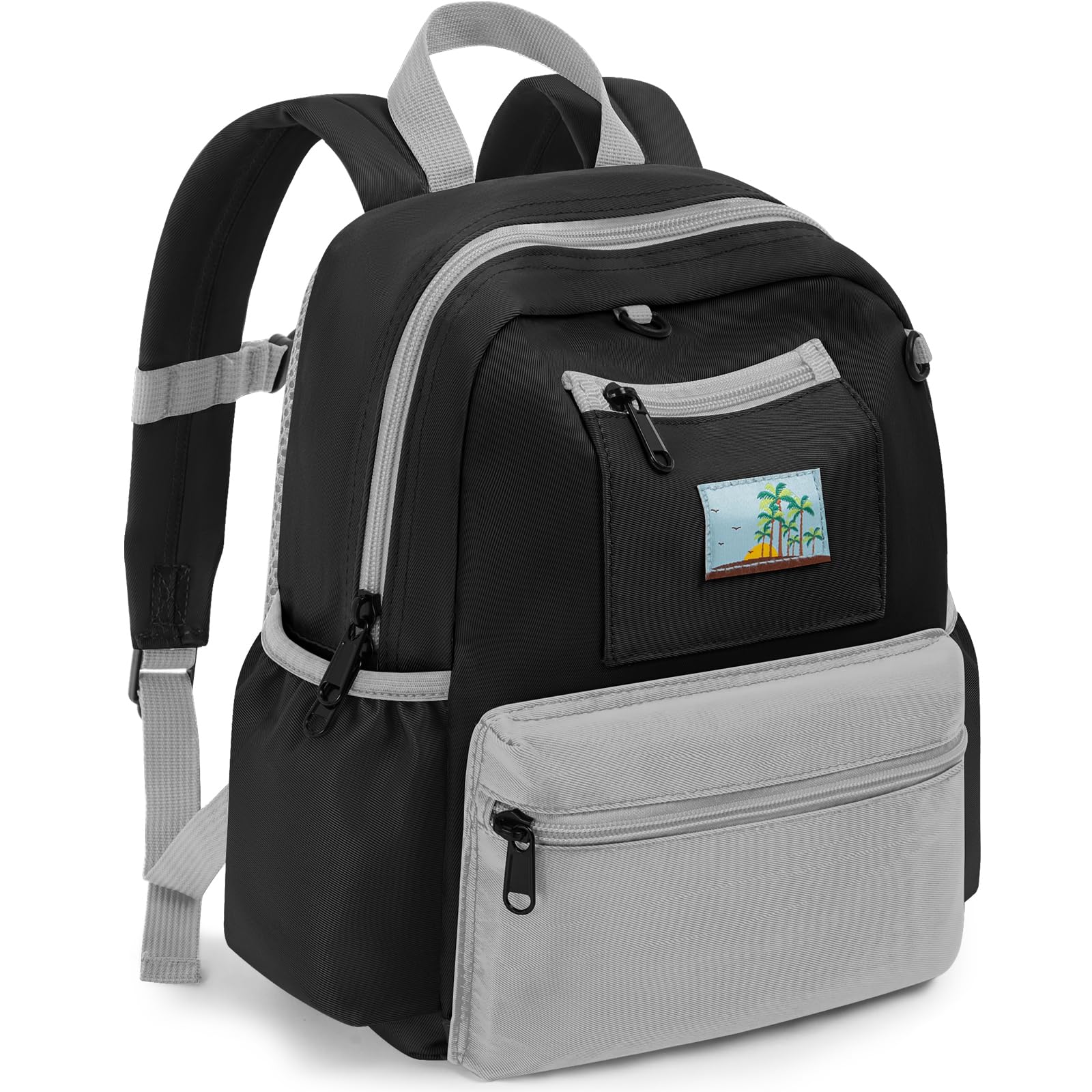 Toddler Backpack for Boys & Girls 1-3 Years, 10.5 Inch Lightweight Kids Bookbag, Waterproof Preschool Backpack for Kindergarten, Daycare, Travel, Durable Small Child School Bag, Green Grey