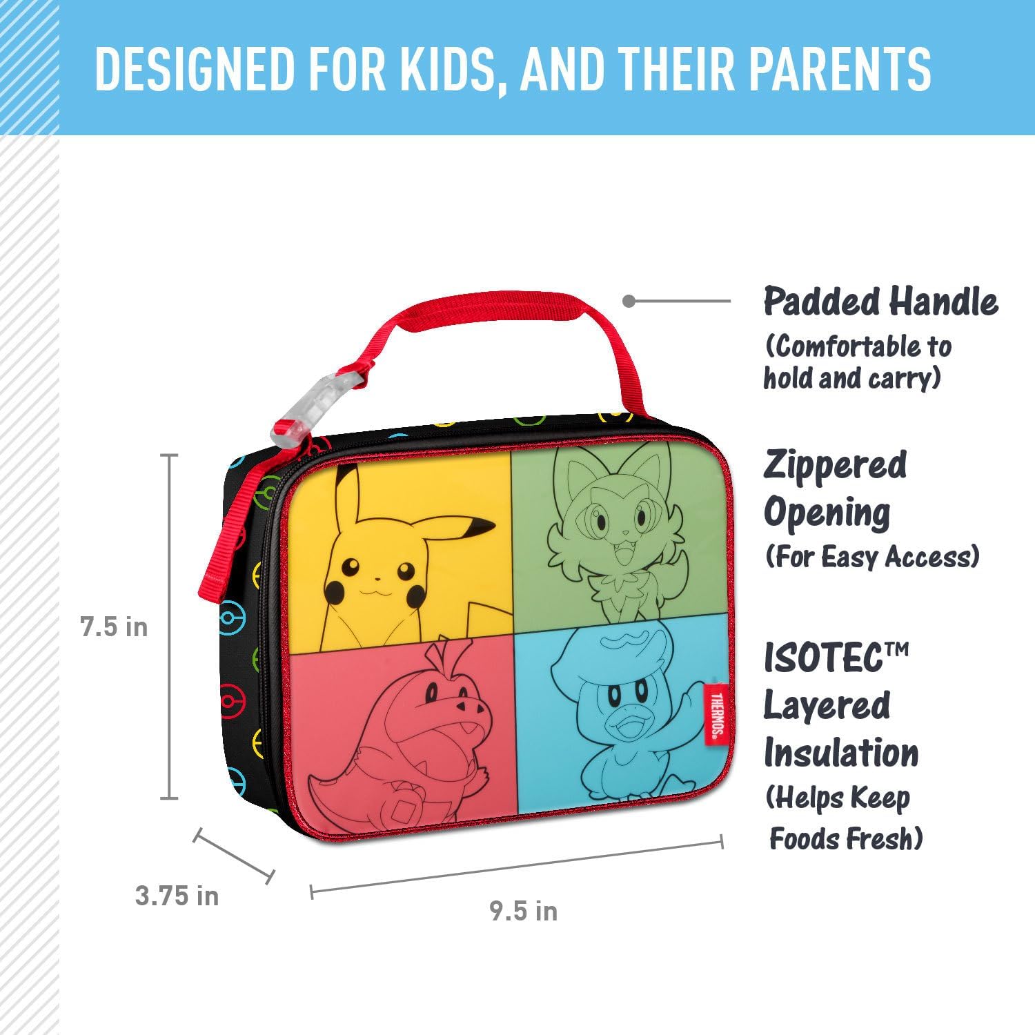 THERMOS Kids Soft Lunch Box, Pokemon
