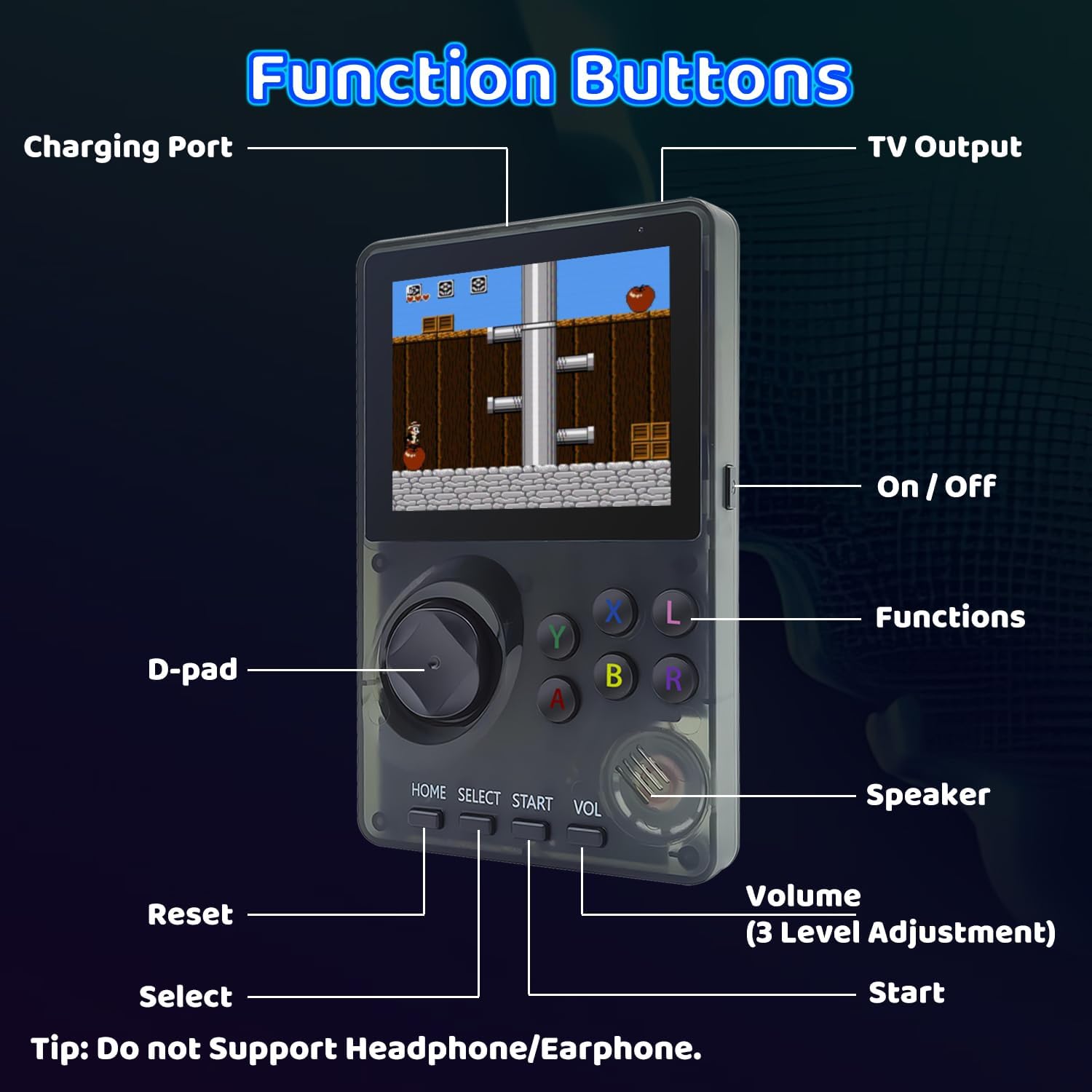 Kids Handheld Retro Game Console Pre-Loaded 100 Classic 16-Bit Games, Handheld Video Gaming Console with 2.8" Color Screen, Rechargeable Battery, Handheld Game for Boys Girls (Transparent Grey)