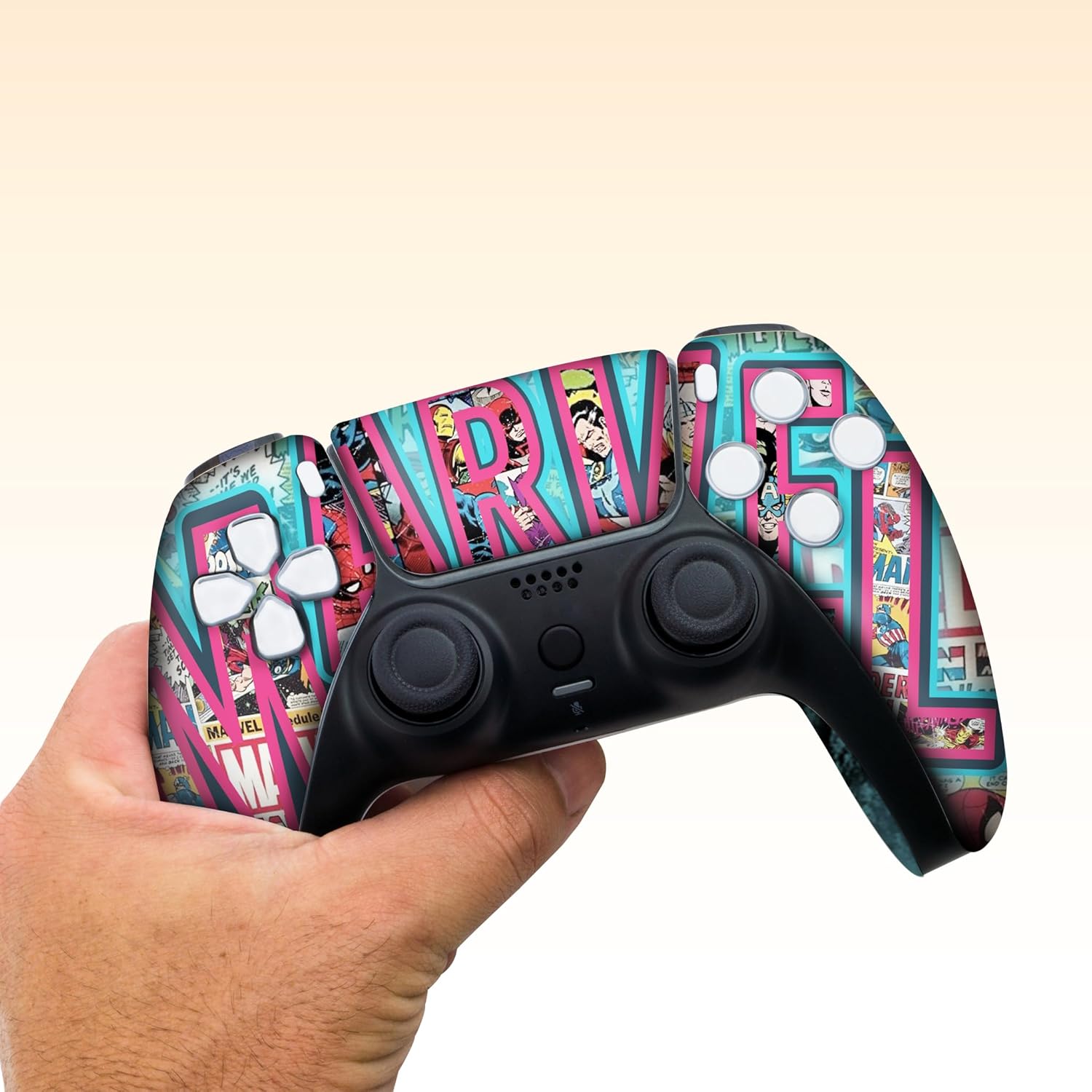 Marrvel Custom PS-5 Controller Wireless compatible with Play-Station 5 Console by BCB Controllers | Proudly Customized in USA with Permanent HYDRODIP Printing(NOT JUST A SKIN)(MODDED)