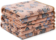 Luciphia 1 Pack 3 Blankets Super Soft Fluffy Premium Fleece Pet Blanket Flannel Throw for Dog Puppy Cat Paw Brown/Pink/White Small(23x16 inch)