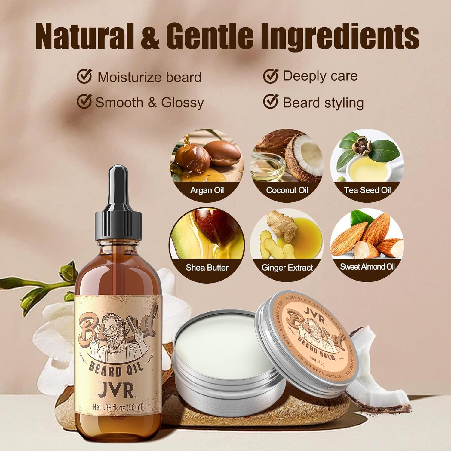 Beard Wash and Beard Conditioner for Men & Beard Grooming Kit for Men, Beard Care Kit Includes Beard Oil and Balm, Beard Shampoo Perfect Gifts for Him Man Dad Boyfriend