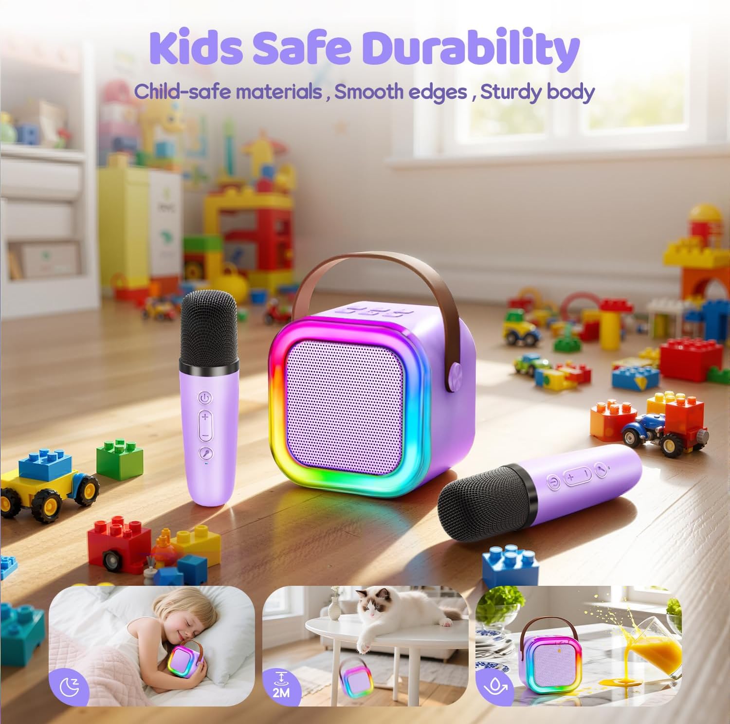 Karaoke Machine for Kids, 2025 TOP Toys Christmas Birthday Gifts Ideas for Girls Ages 4, 5, 6, 7, 8, 9, 10, 12+ Years Old, Portable Mini MP3 Player with 2 Wireless Mics for Party