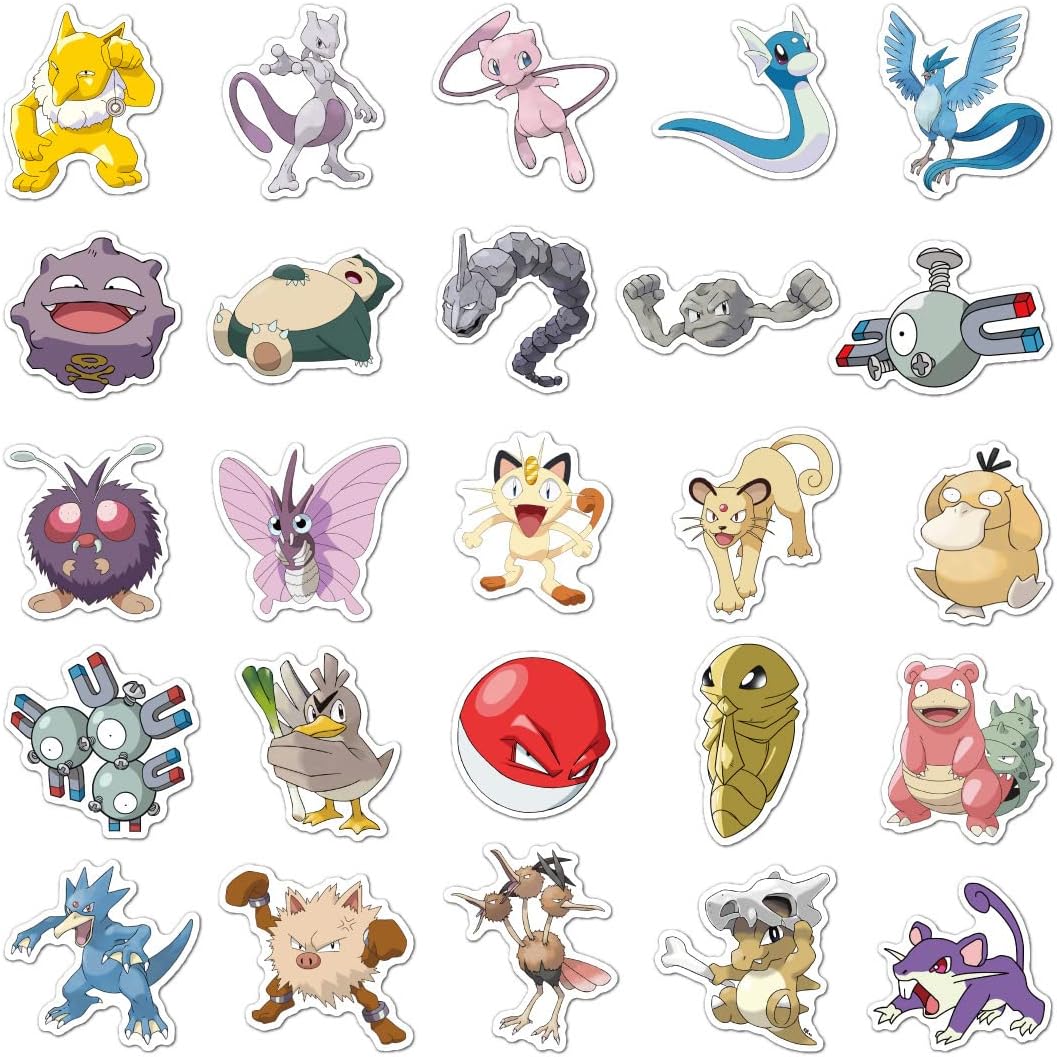100 PCS Cute P.o.kémon Stickers for Gifts, Waterproof Sticker for Phone, Laptop, Water Bottles, Hydro Flask, Stickers for