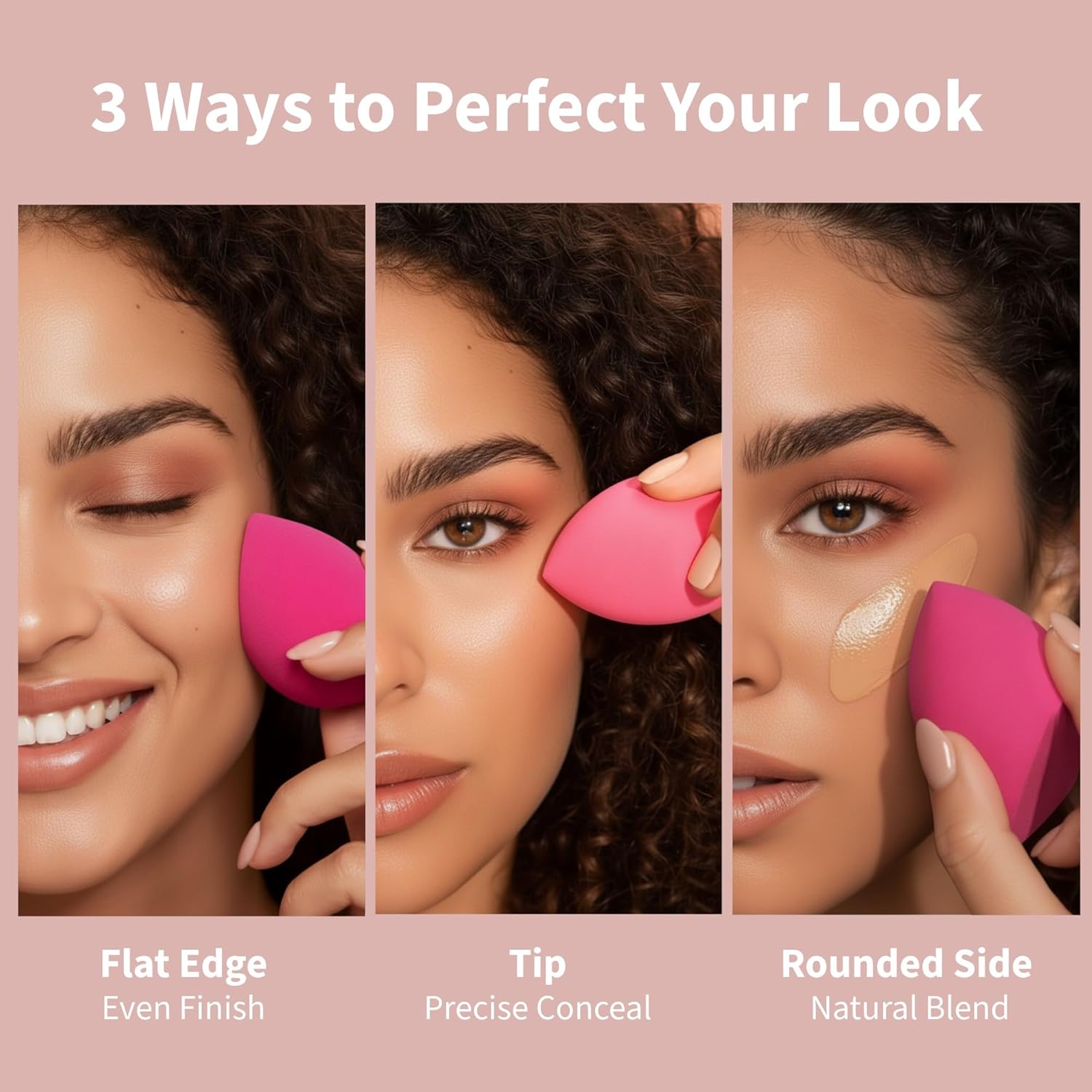 Makeup Sponge Set – Soft Latex-Free Makeup Blender Sponge for Face – Reusable Foundation Applicator Kit with Travel Bag, Soap & Cleaning Pad – Smooth, Streak-Free & Natural Finish, Pink