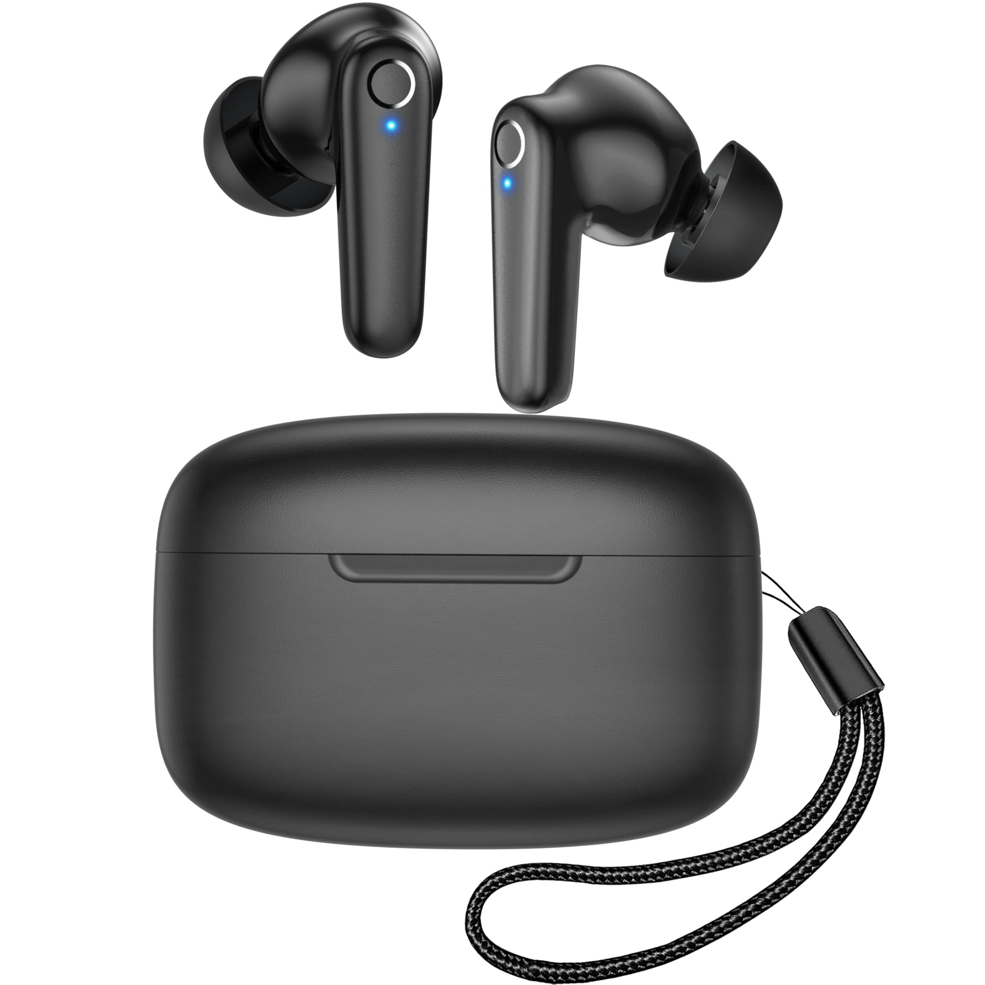 Redpepper Wireless Ear Buds Bluetooth 5.3 60H Using Time Headphones Deep Bass Clear Call Earbuds with Built-in Mic Touch Control Lightweight Headsets for Studying Working Gaming Blue