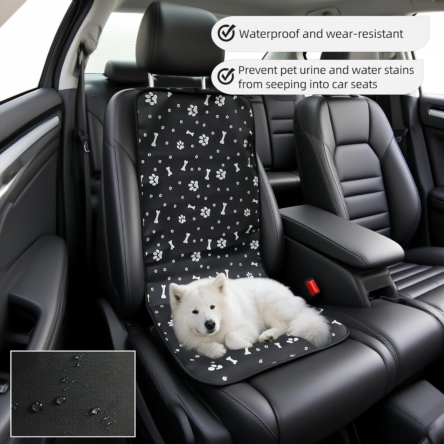 Waterproof Pet Car Seat Cover for Dogs&Cats,Non-Slip Oxford Fabric Hammock,Easy Clean Travel Mat for Front & Back Seat, Adjustable Buckle Design,19.29x17.3 Inch,Heavy Duty Dog Car Seat Protector