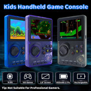 Kids Handheld Retro Game Console Pre-Loaded 100 Classic 16-Bit Games, Handheld Video Gaming Console with 2.8" Color Screen, Rechargeable Battery, Handheld Game for Boys Girls (Transparent Grey)