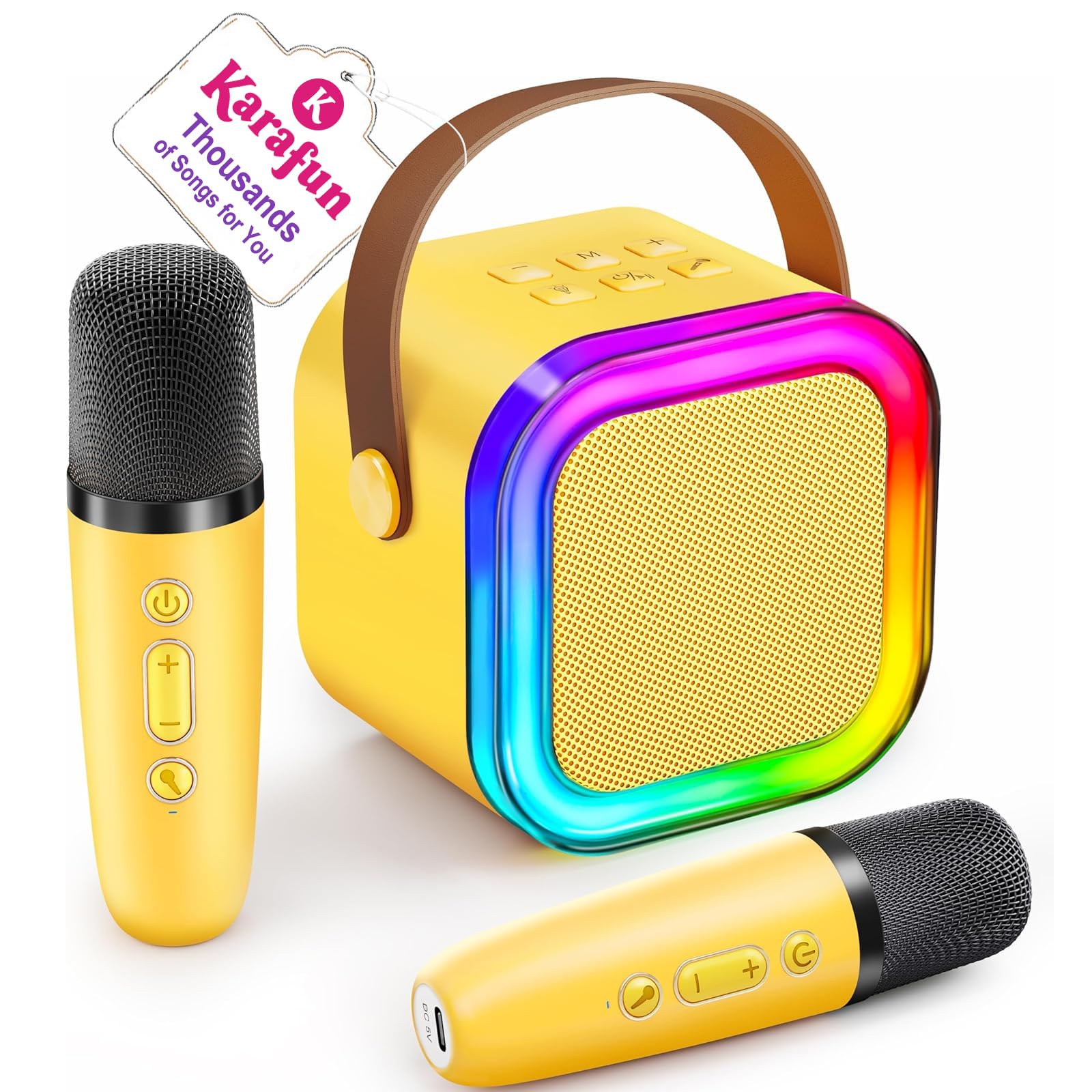 Karaoke Machine for Kids, 2025 TOP Toys Christmas Birthday Gifts Ideas for Girls Ages 4, 5, 6, 7, 8, 9, 10, 12+ Years Old, Portable Mini MP3 Player with 2 Wireless Mics for Party