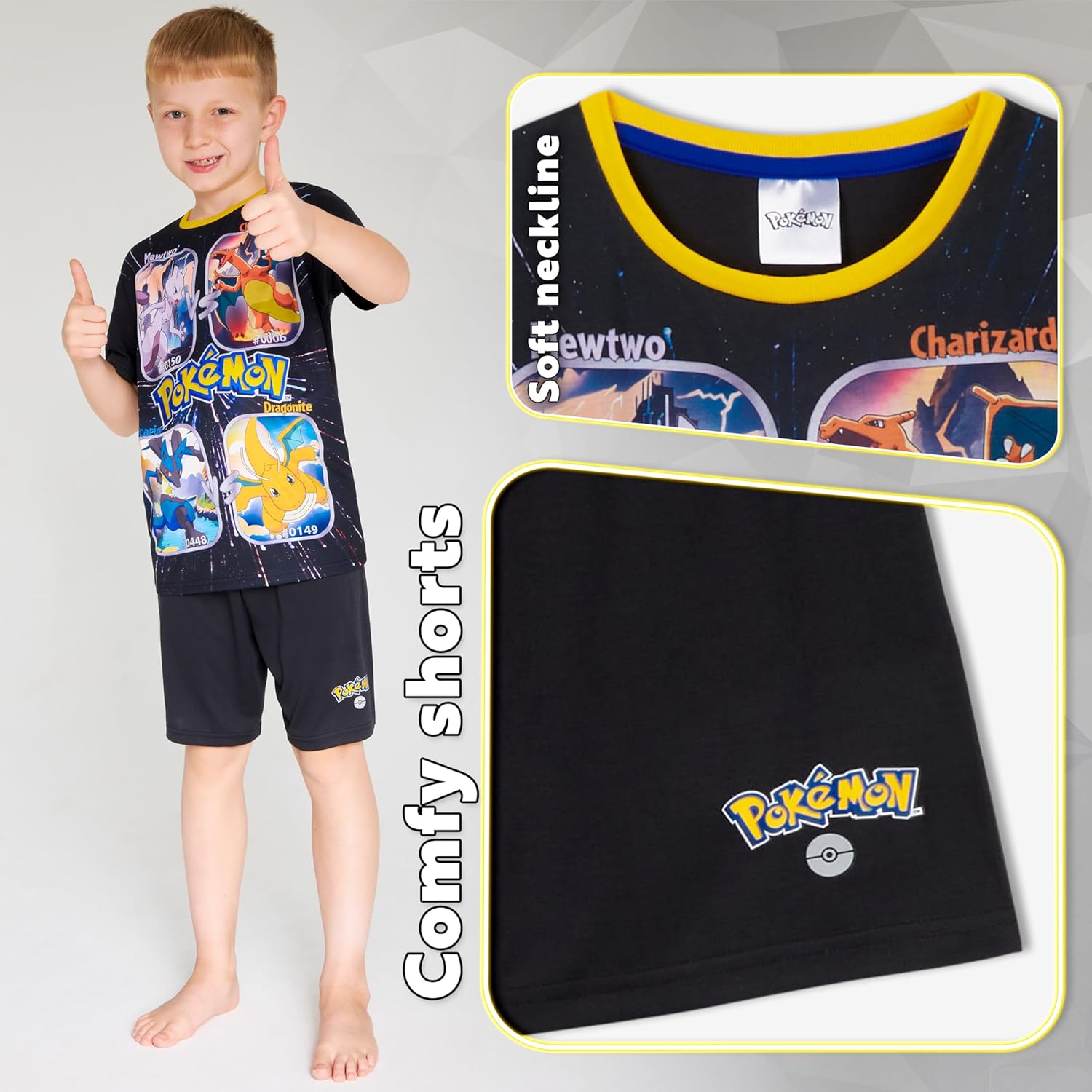 Pokemon Boys Pyjamas for Kids and Teenagers T-Shirt and Shorts Summer PJs Gifts for Boys