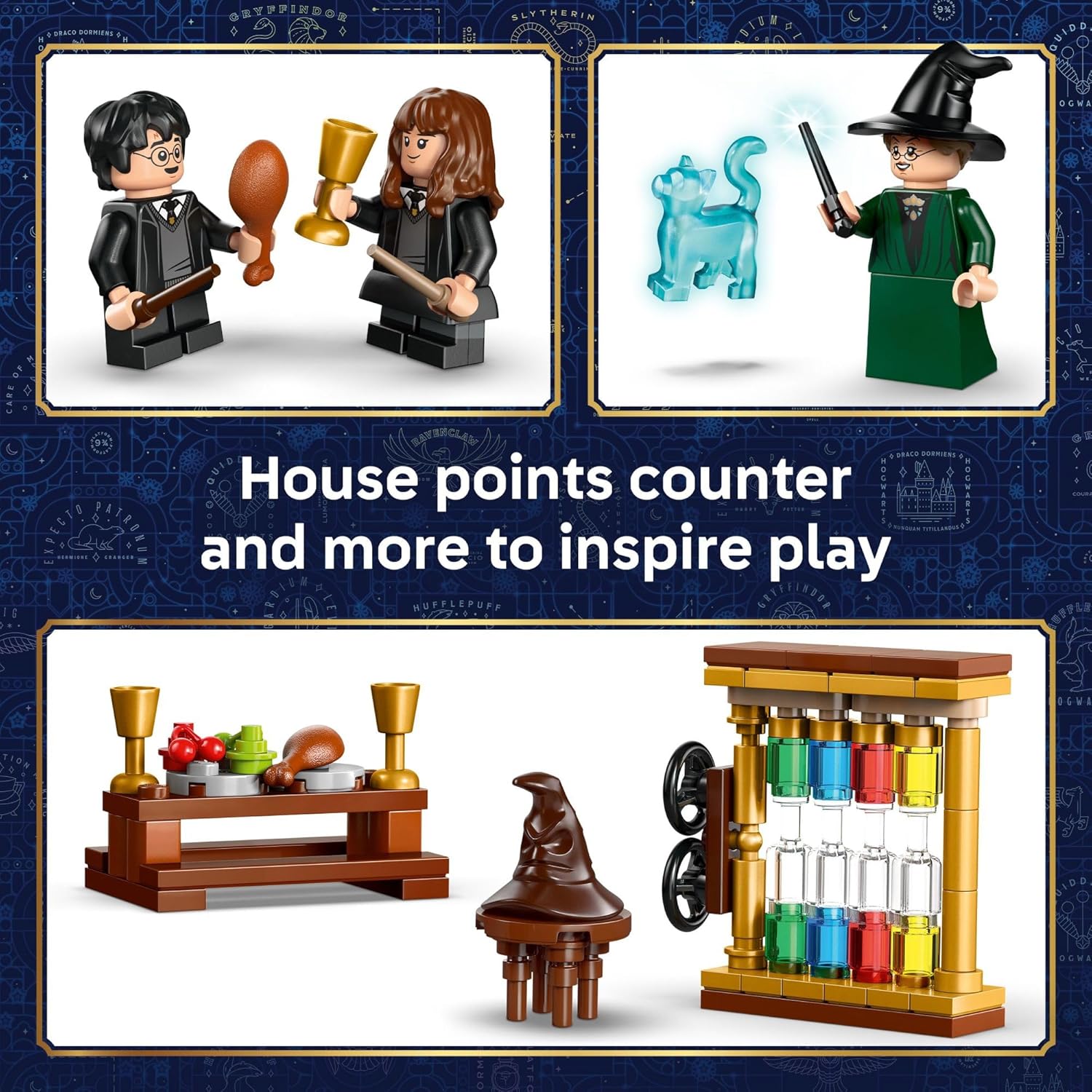 LEGO Harry Potter Hogwarts Castle: Sorting Hat Ceremony Building Toy for Boys, Girls - Pretend Play Set for Kids, Ages 7+ - W/4 Minifigures & Cat Patronus Toy Figure - Gift Idea for Birthdays - 76460