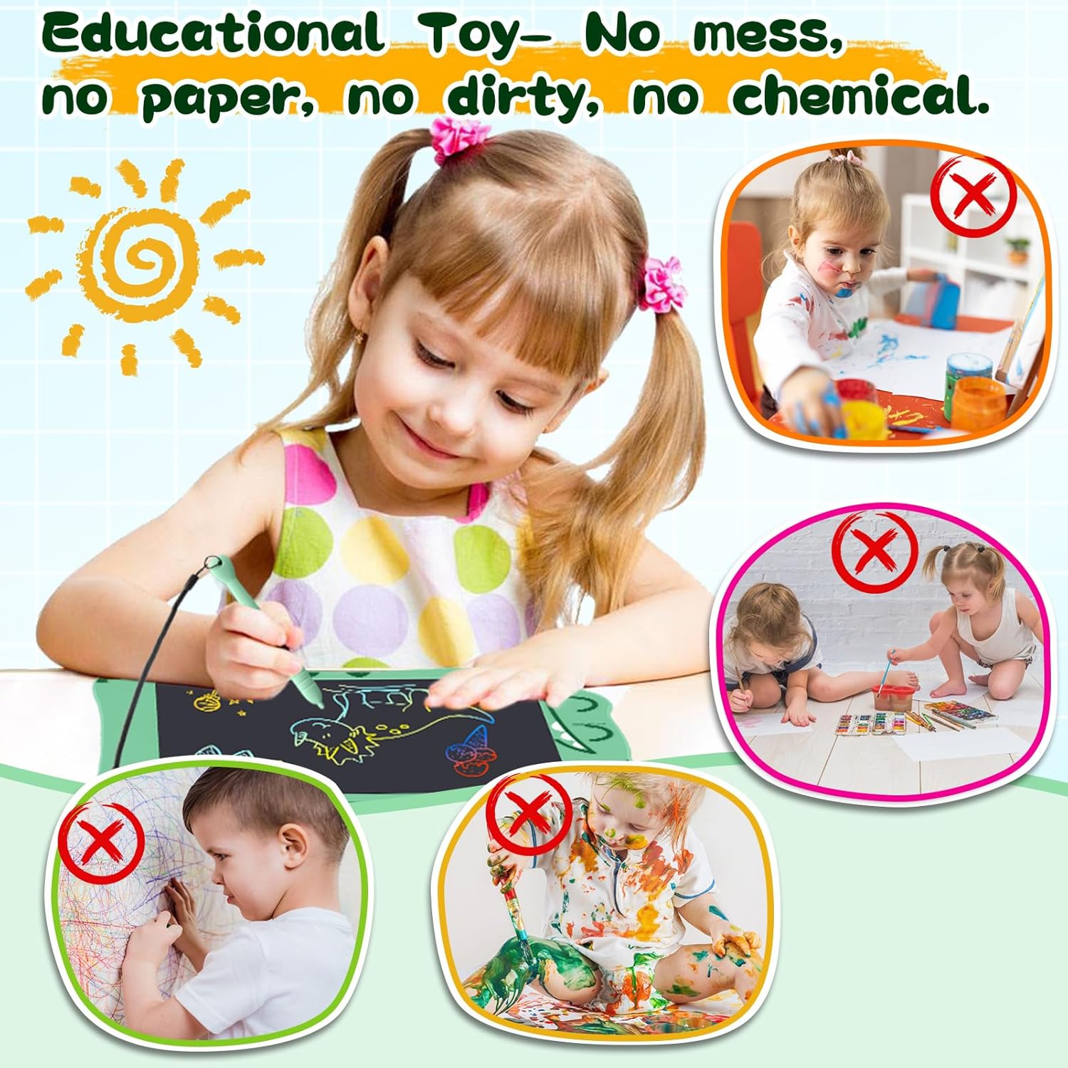 LCD Writing Tablet for Kids, Dinosaurs Drawing Pad Doodle Board for Kids, Colorful Toddlers Toys Drawing Board, Educational Toys for Boys Girls 3 4 5 6 7 8 Year Old Christmas and Birthday Gifts