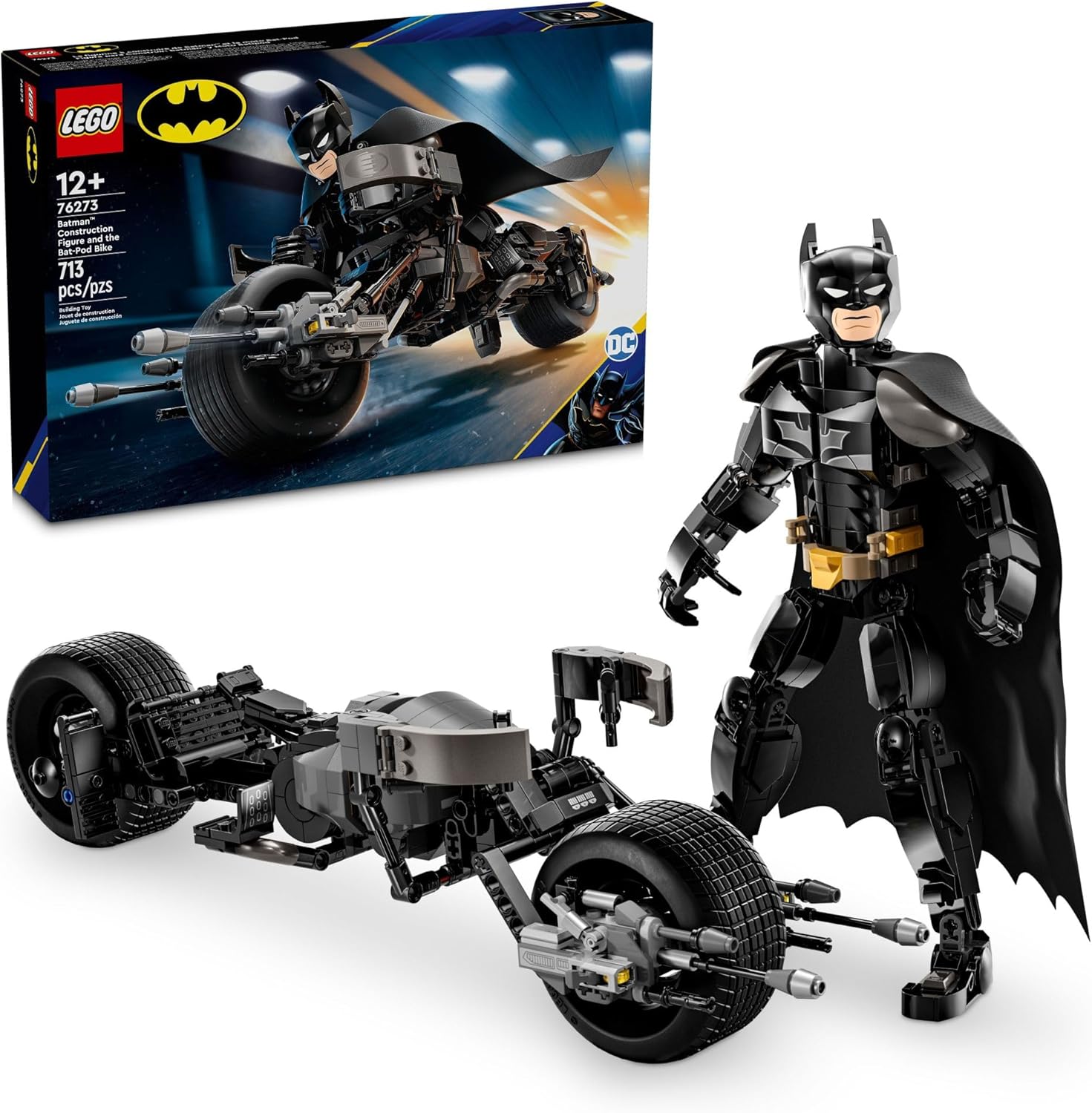 LEGO DC Batman Construction Figure & The Bat-Pod Bike Building Toys - Batman Action Figure from The Dark Knight for Boys & Girls, Ages 12+ - Superhero Gift Ideas for Kids - 76273