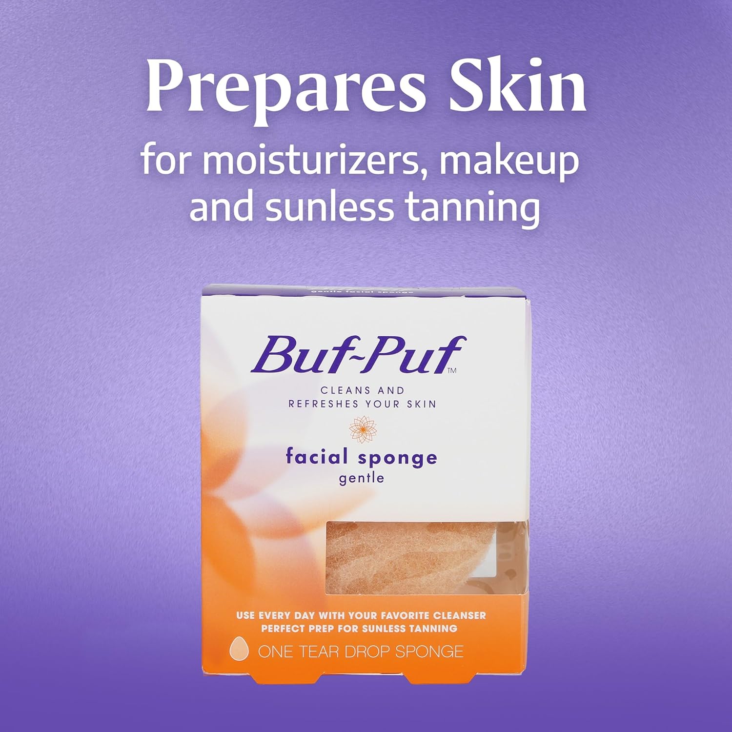 Buf-Puf Gentle Facial Sponge, Dermatologist Developed, Removes Deep Down Dirt & Makeup That Causes Breakouts and Blackheads, Reusable, Exfoliating, 1 Count