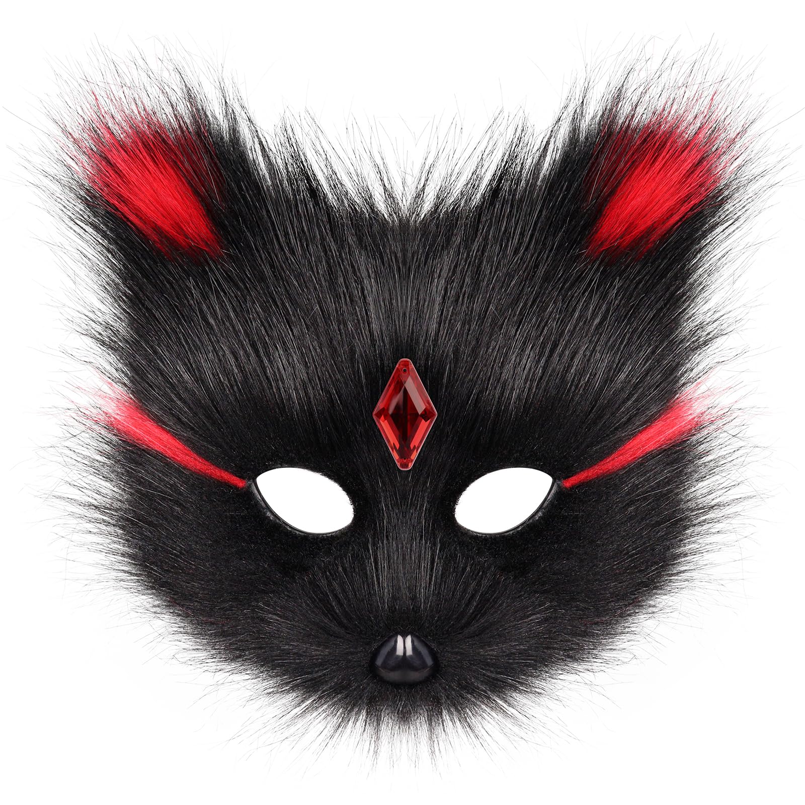 Animal Fox Wolf Mask Halloween Party Cosplay Costumes Props Plush Cat Half Face Masks Carnival Christmas Masquerade