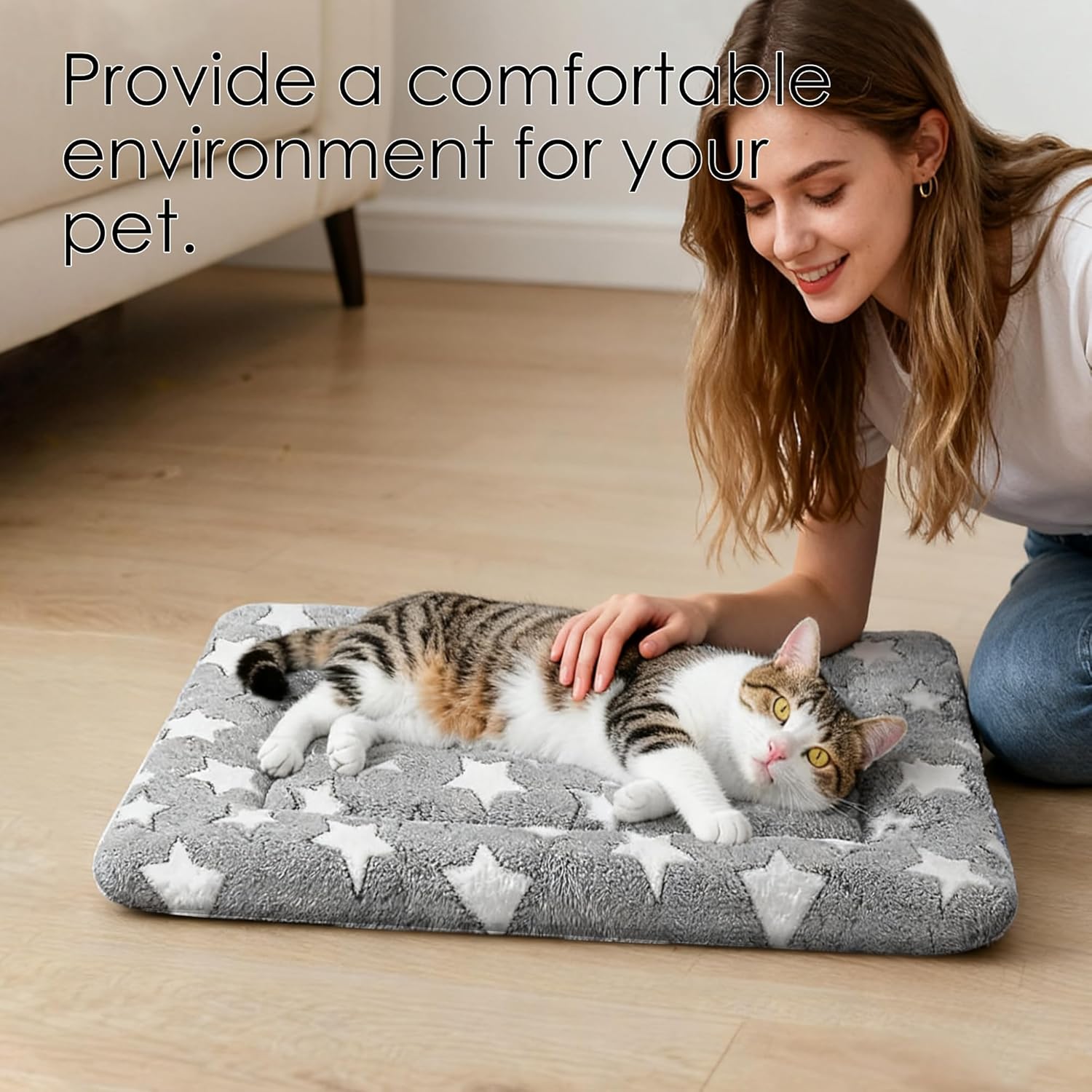 Dog Bed Mat for Crate, Soft Kennel Pad, Durable Comfort Mat for Dogs and Cats, Home and Crate Use (Gray, 18"*14"*1.5")
