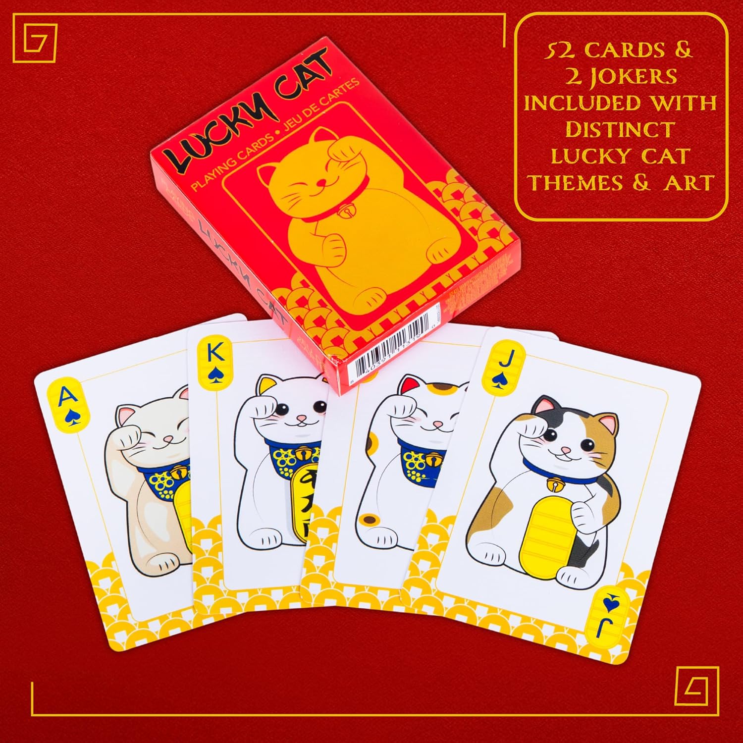 Aquarius Lucky Cat Themed Playing Cards - Deck of Cards for Cat Lovers - Unique Card Designs, Great for Gifts & Game Night