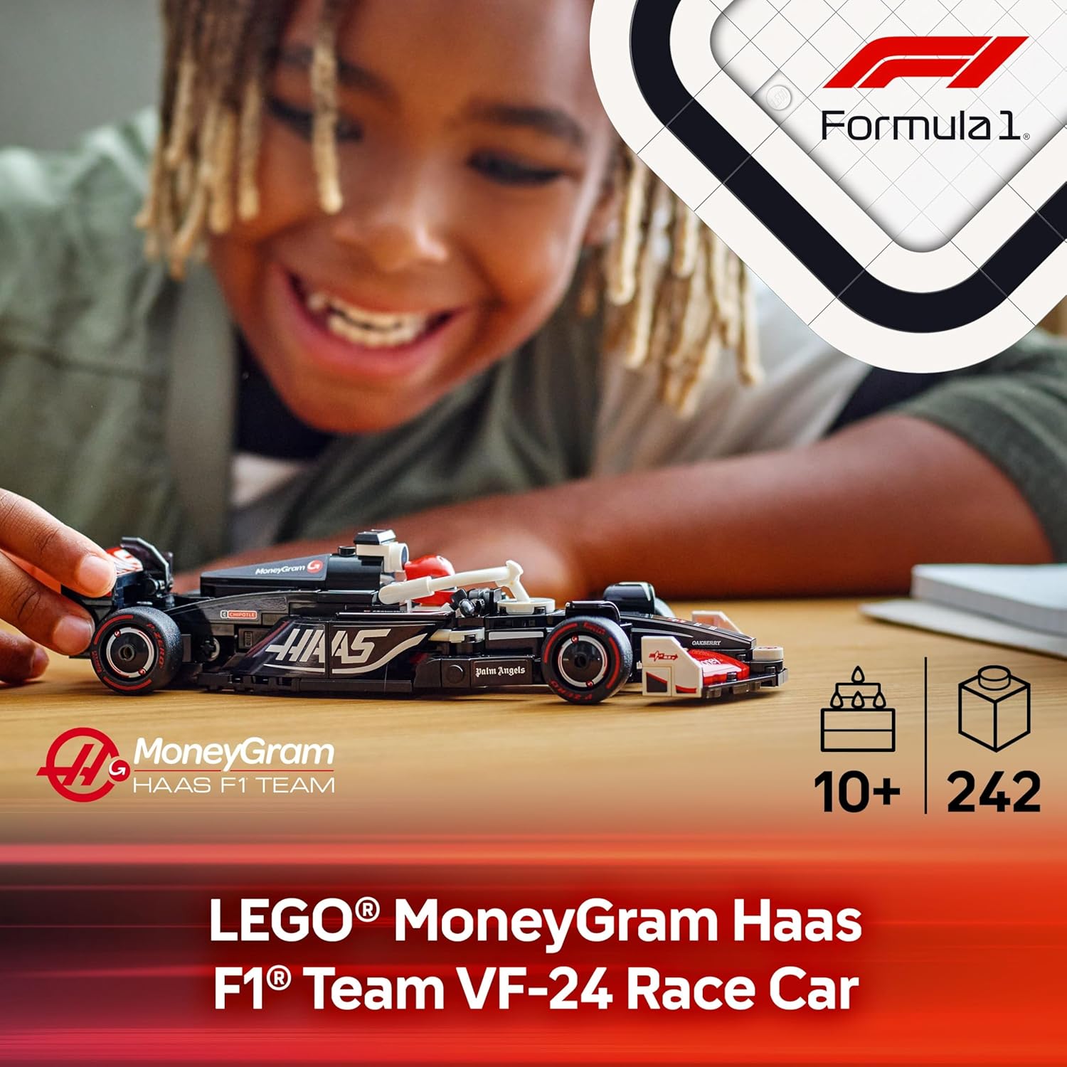LEGO Speed Champions MoneyGram Haas F1 Team VF-24 Race Car Toy - Building Set for Kids, Boys & Girls, Ages 10+ - Toy Car for F1 Fans - Gift Idea for Birthday - 77250