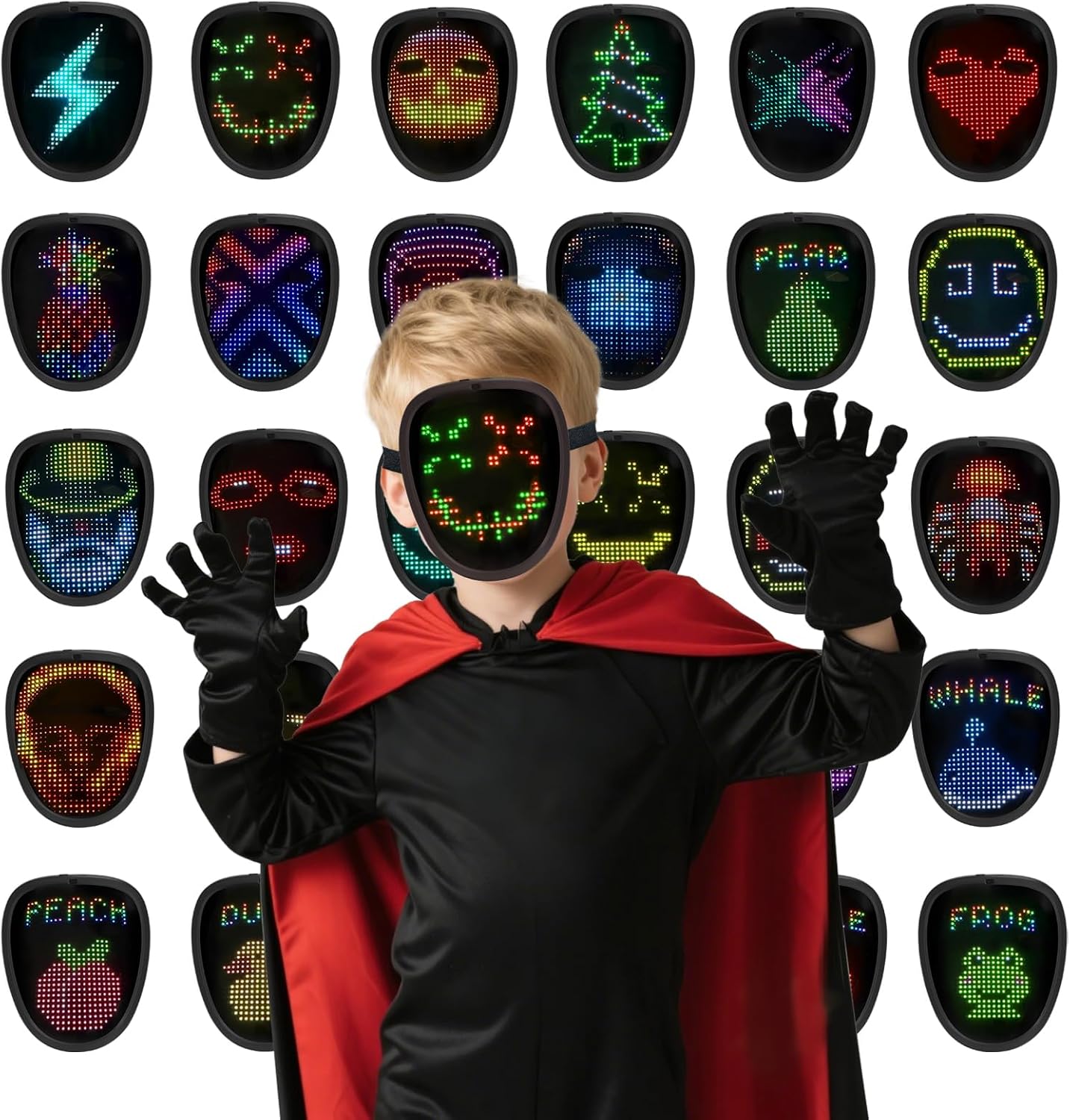 Led Mask Light up Mask with Gesture Sensing, Cool Glowing Toys Masks Great Gift for Halloween Christmas Costume Party