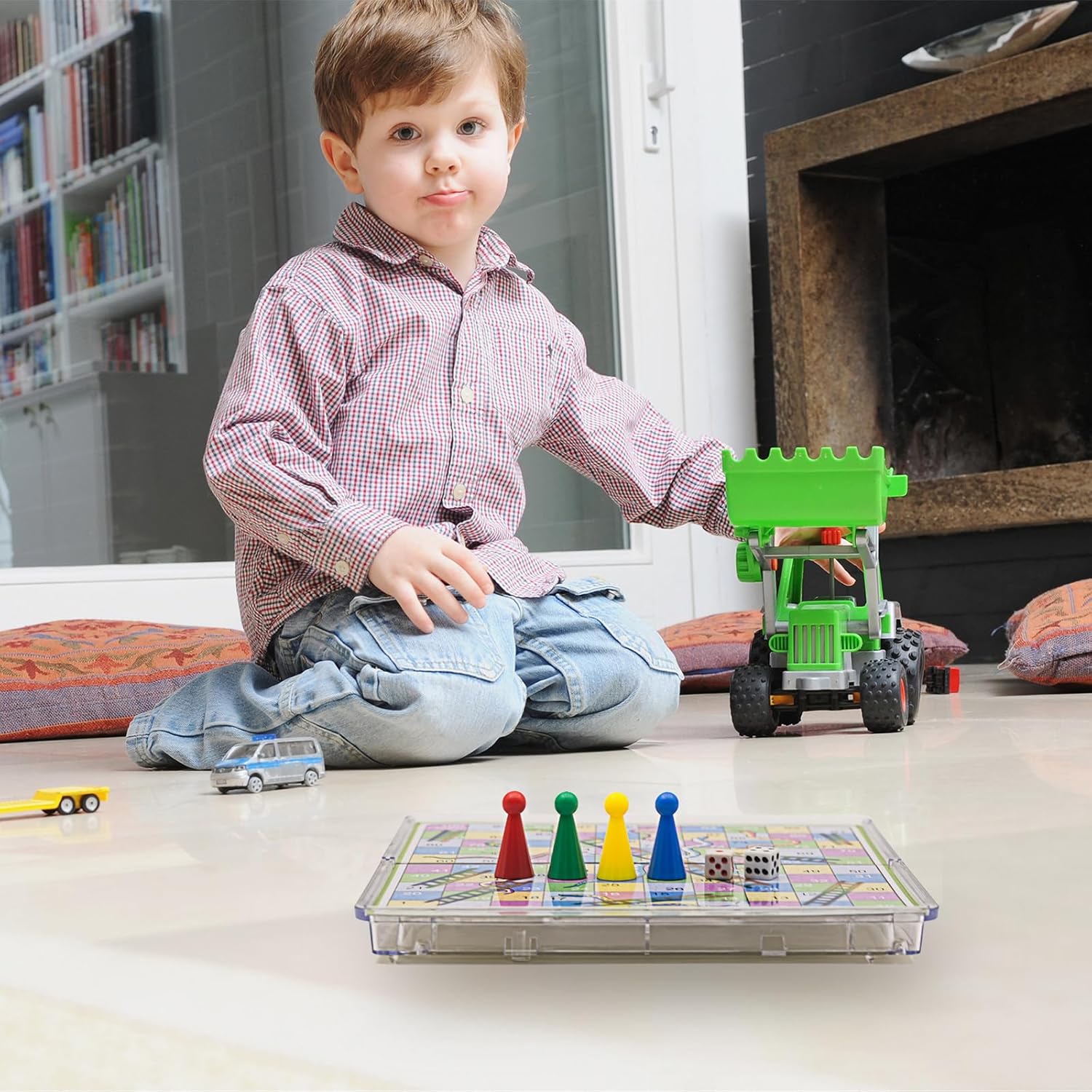 Mini Snakes and Ladders Board Game Set -6″, Magnetic Folding Travel Board Game for Kids (Pocket Crystal Style)