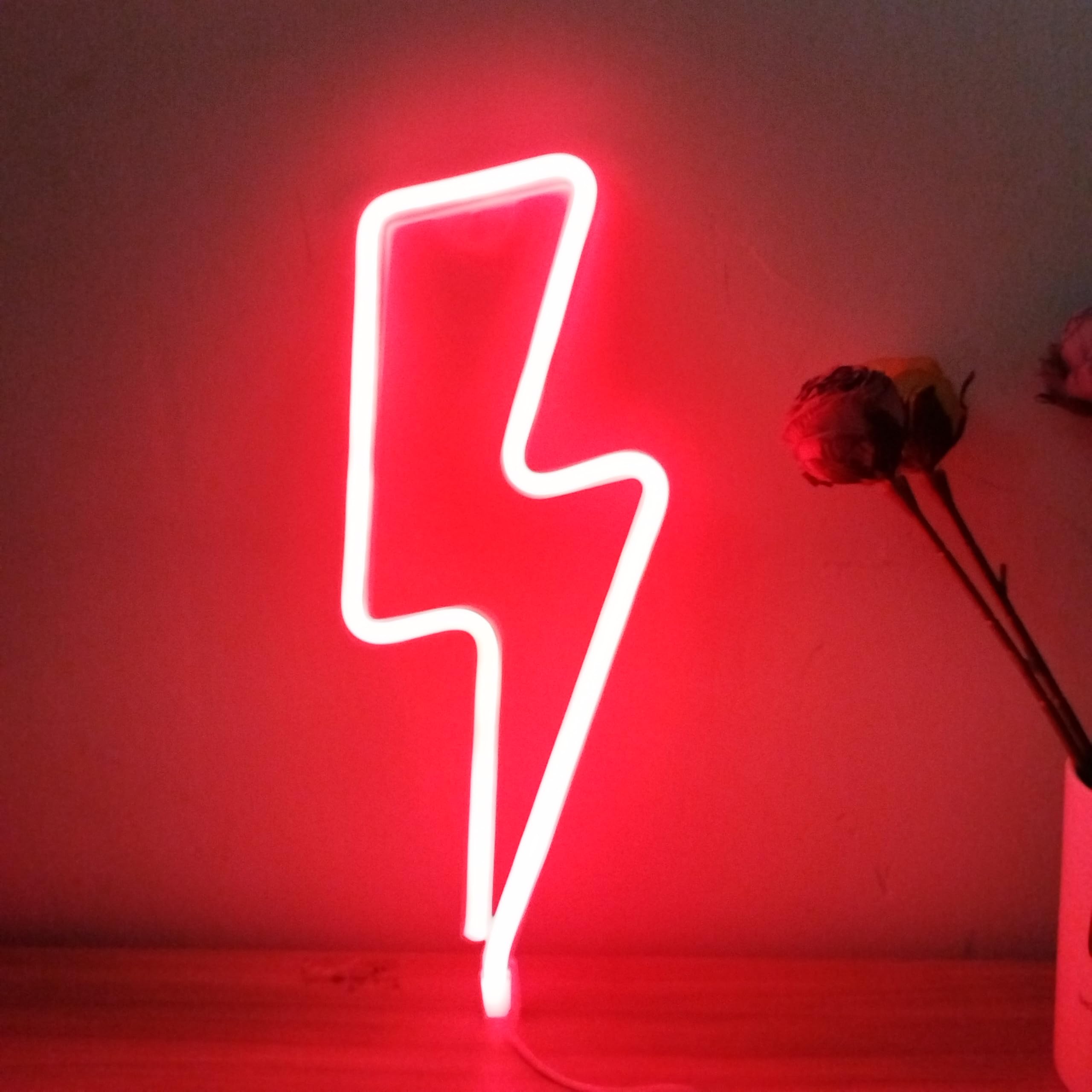 1 Pack Lightning Neon Sign Wall Decor,USB&Battery Powered LED Bolt Game Neon Light for Teen Girl Kid's Bedroom, Bar, Aesthetic,Christmas,Gaming Room, Party, Home, Wedding Party-yellow
