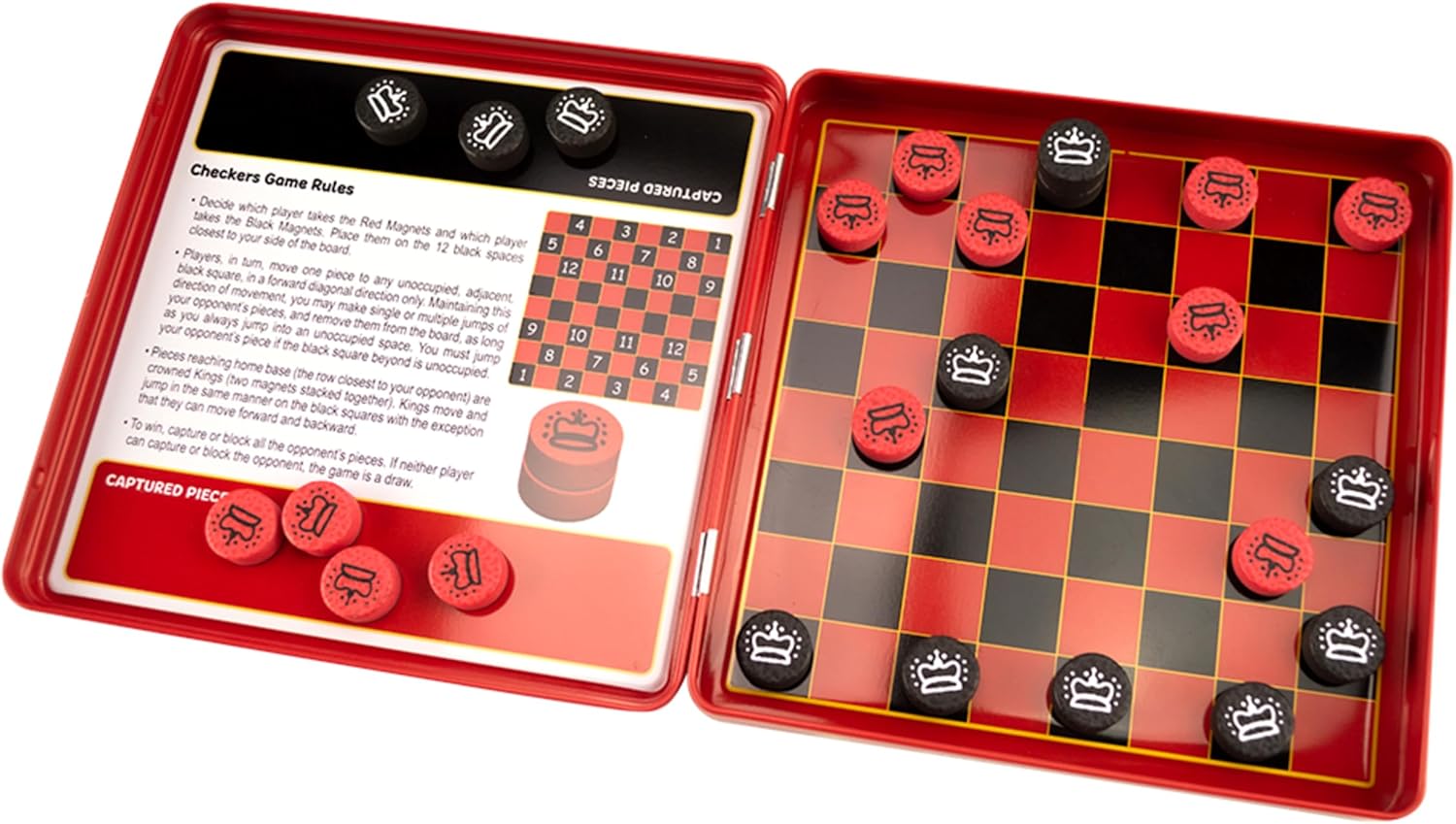 PlayMonster Take 'N Play Anywhere — Checkers — Magnetic Travel Game — Fun on The Go! — for Ages 4+