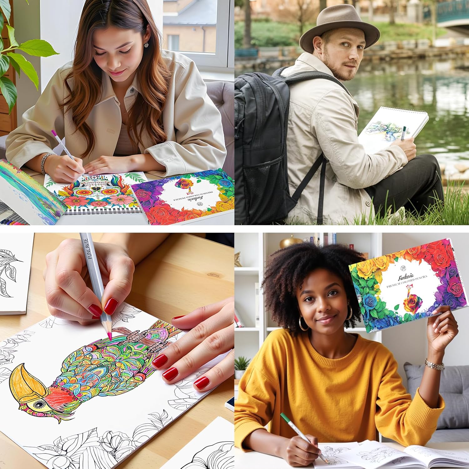 48 Colored Pencils for Adult Coloring Books + 2 Metallic Colored Pencils,Soft Core Coloring Pencil Set,Drawing Pencil for sketching & Painting,Art Supplies for Teens,Oil-Based with Sharpener