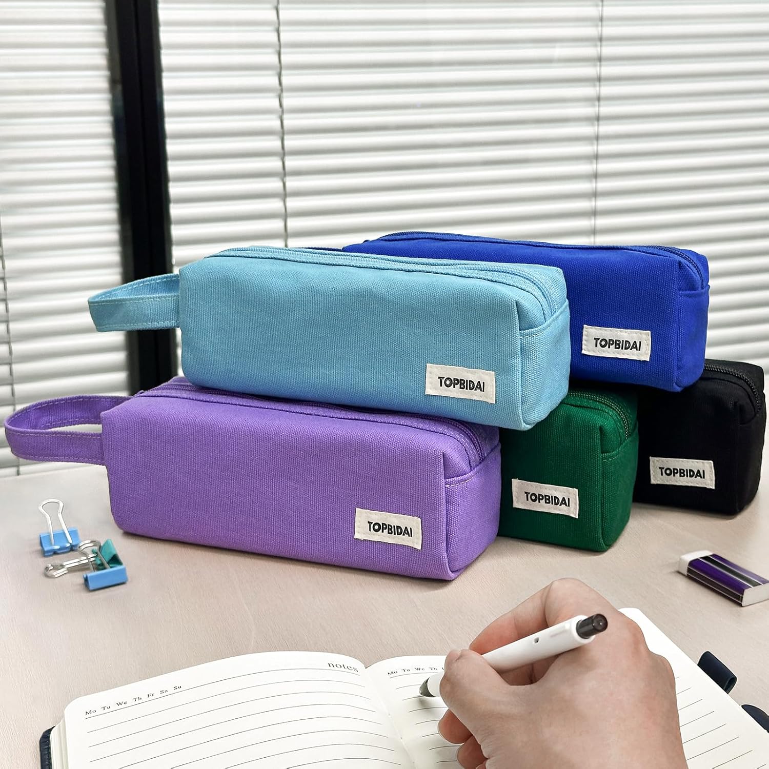 Small Pencil Case Pouch for Girls and Boys Kids, Large Capacity Canvas Pen Bag School Supplies, Portable Pencil Case, Simple Zipper Stationery Bag for Women Men Adults (Purple