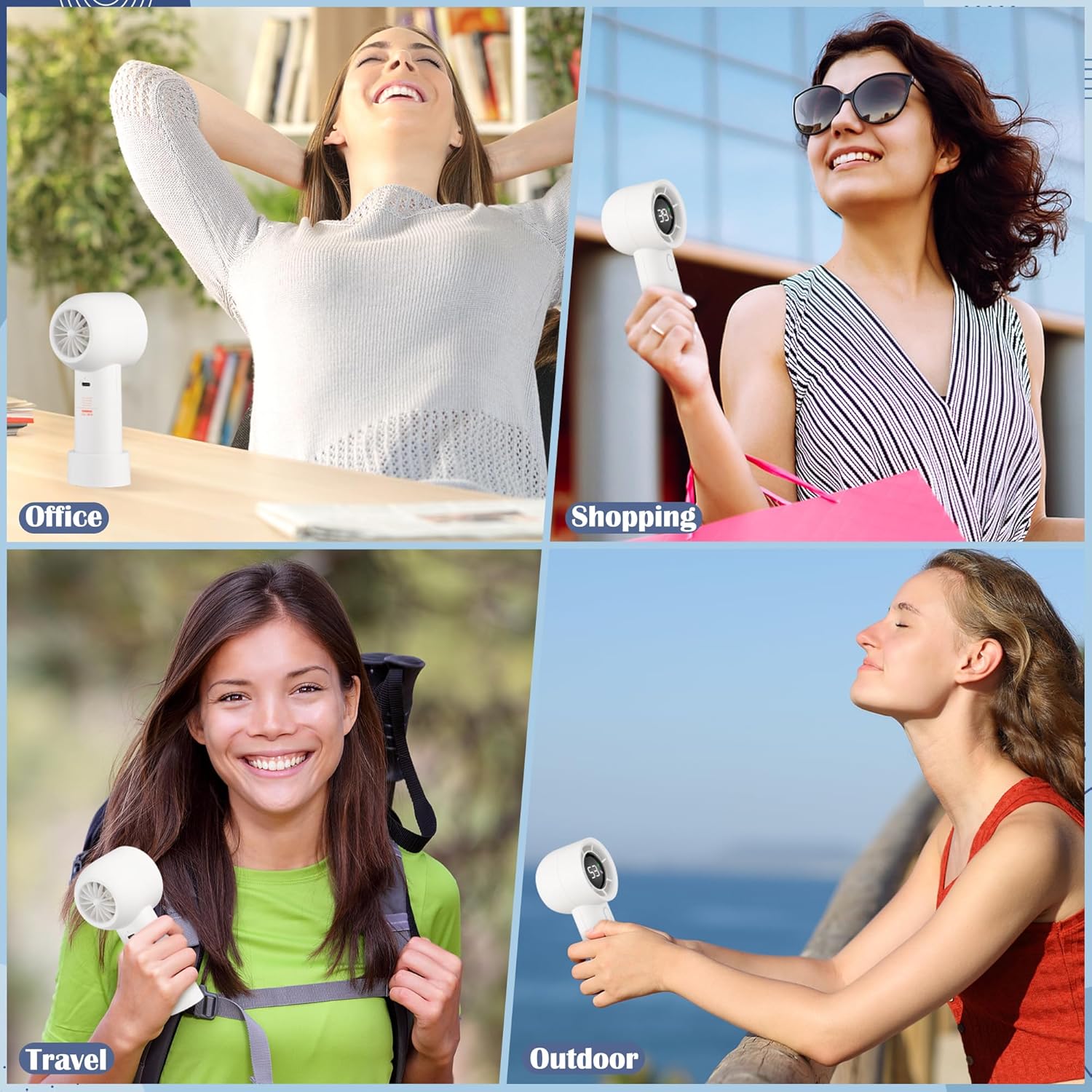 Mini Handheld Portable Fan - Small Personal Turbo Fan, Speed (1-100) Adjustable Hand Held Fan with LED Display, 3000mAh Rechargeable Battery Operated Desk Fan for Home Travel Outdoor Gift