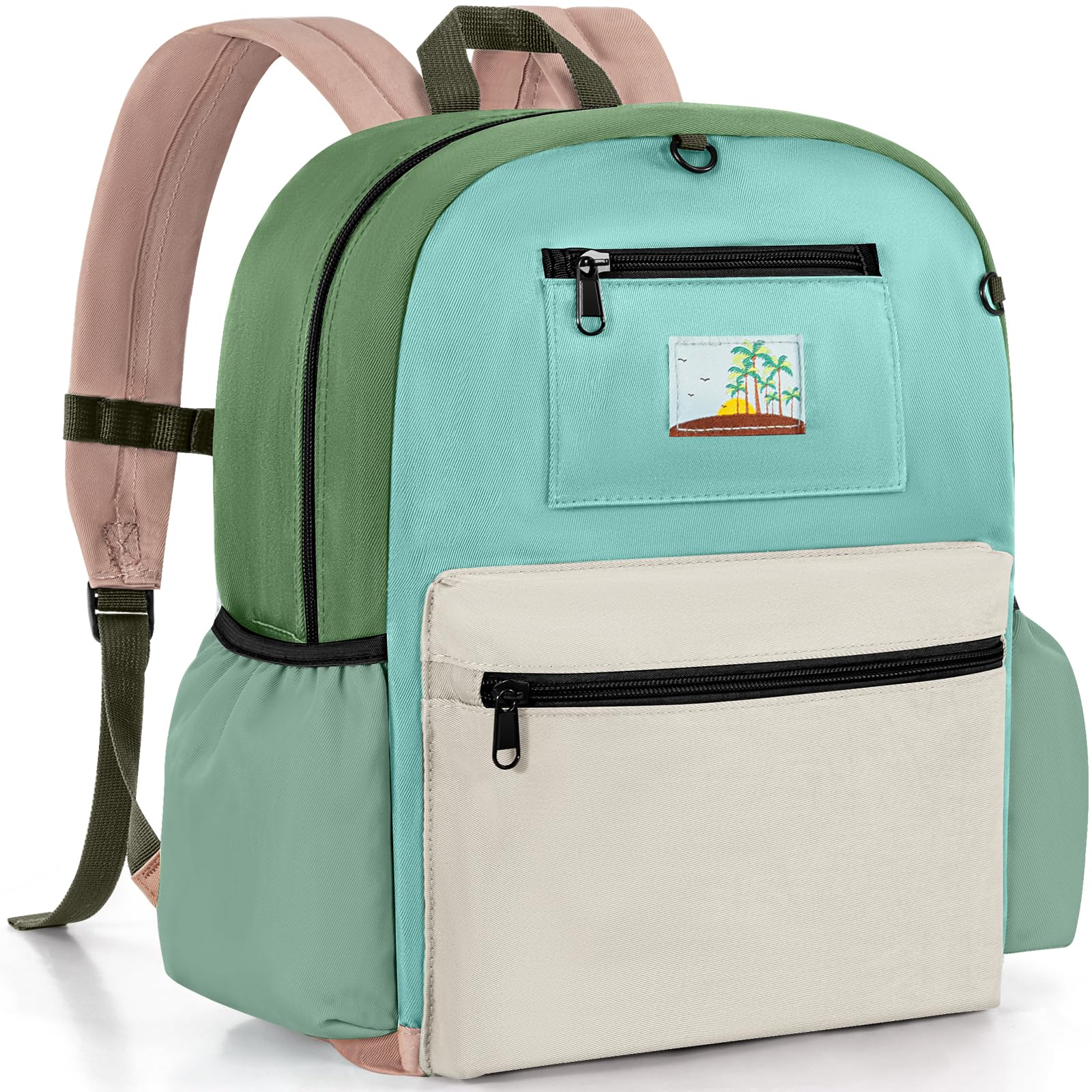 Toddler Backpack for Boys & Girls 1-3 Years, 10.5 Inch Lightweight Kids Bookbag, Waterproof Preschool Backpack for Kindergarten, Daycare, Travel, Durable Small Child School Bag, Green Grey