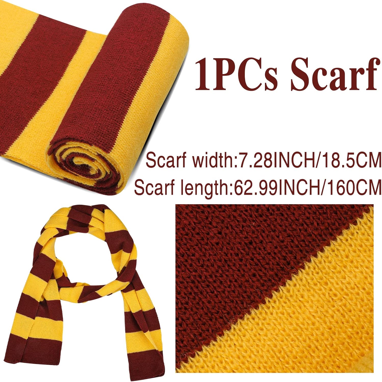 Wizard Costume Accessories Set Novelty Scarf Wizard Wand Glasses with Round Frame No Lenses Tattoos for Kids Birthday Party Cosplay Costume Accessories Halloween Party