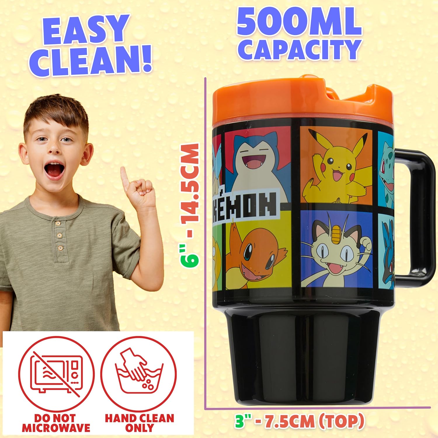 Get Trend Pokemon Kids Water Bottle with Straw 16.9 oz BPA Free Plastic Cup with Lid Reusable Tumbler Pikachu Anime Gifts for Kids (Black Pokemon)