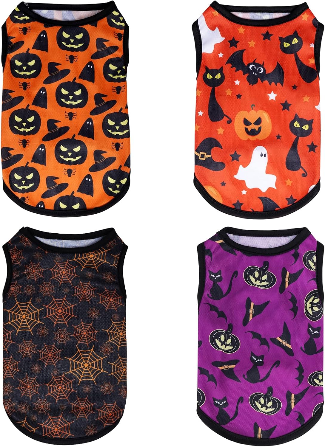 choyaxo 4pcs Dog Shirts Sleeveless Printed Pet Vest for Chiuahaha Small Medium Dogs Halloween