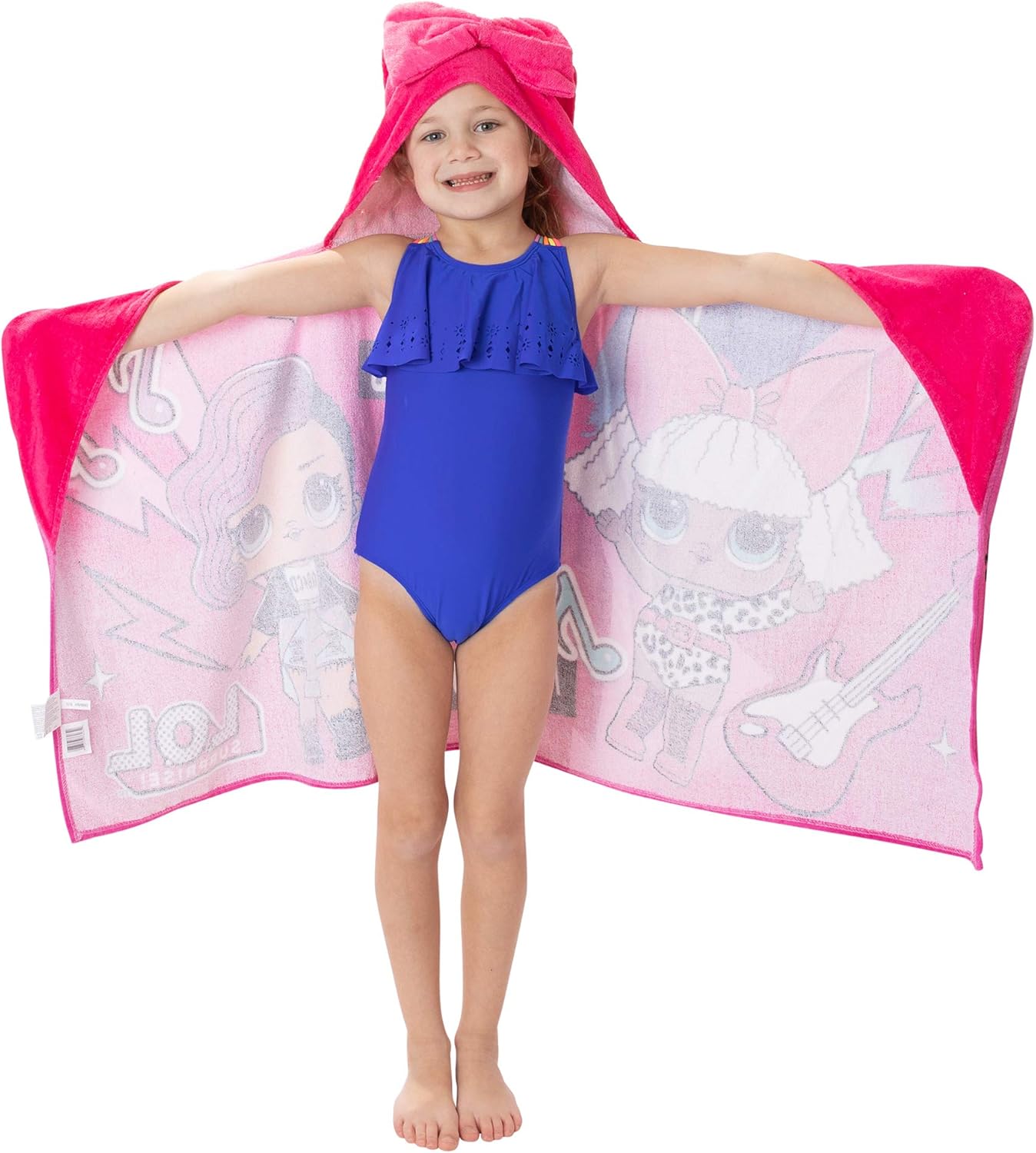 L.O.L. Surprise! Soft Cotton Bath/Pool/Beach Hooded Towel Wrap, 24 In x 50 In, Pink, By Franco Kids
