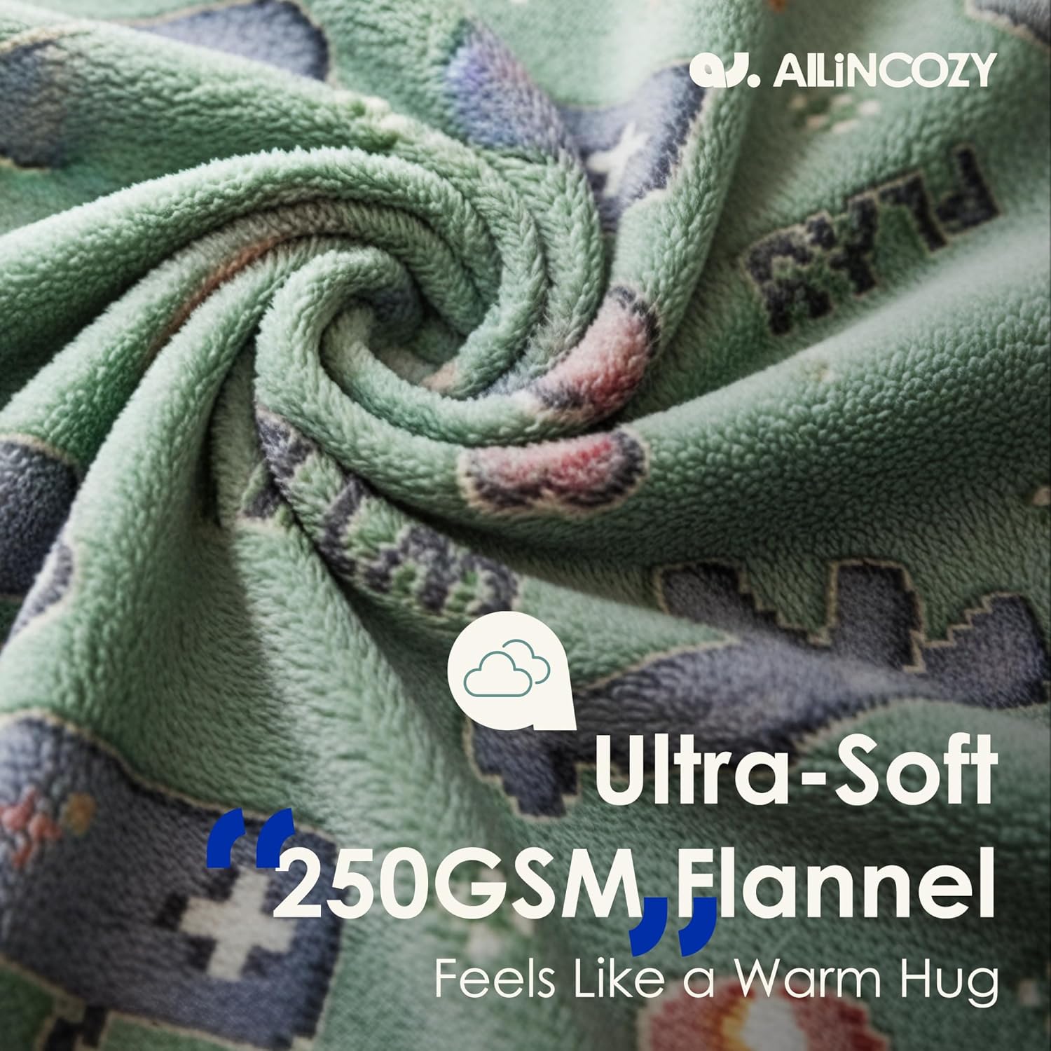 Glow in The Dark Gaming Throw Blanket for Kids, Ultra-Soft Fleece Gamer Blanket with Glow Dark Icons, Cozy Lightweight Flannel Blanket for Boys Girls Bedroom, Couch & Travel (Green, 50”x60”)