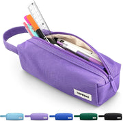 Small Pencil Case Pouch for Girls and Boys Kids, Large Capacity Canvas Pen Bag School Supplies, Portable Pencil Case, Simple Zipper Stationery Bag for Women Men Adults (Purple