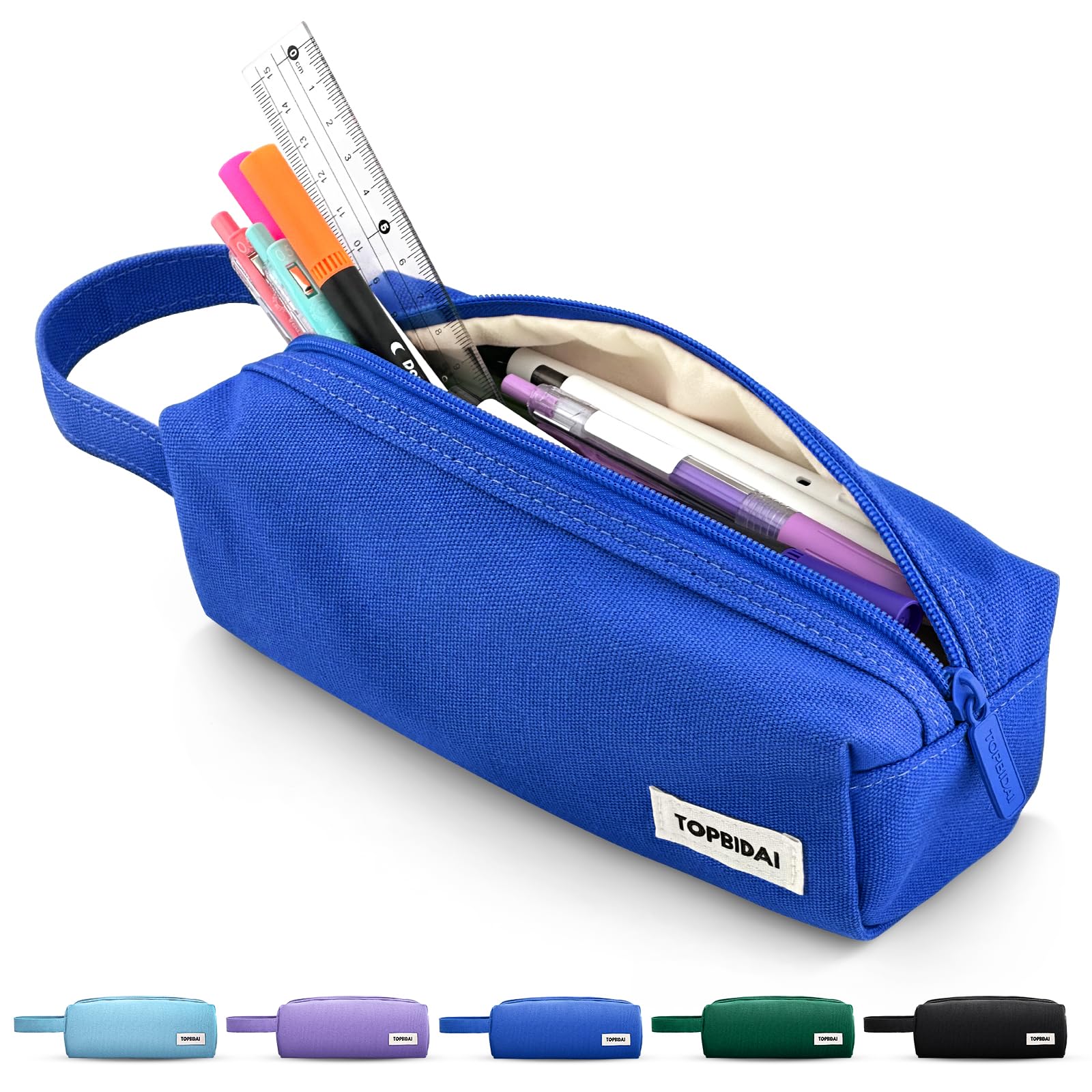 Small Pencil Case Pouch for Girls and Boys Kids, Large Capacity Canvas Pen Bag School Supplies, Portable Pencil Case, Simple Zipper Stationery Bag for Women Men Adults (Purple