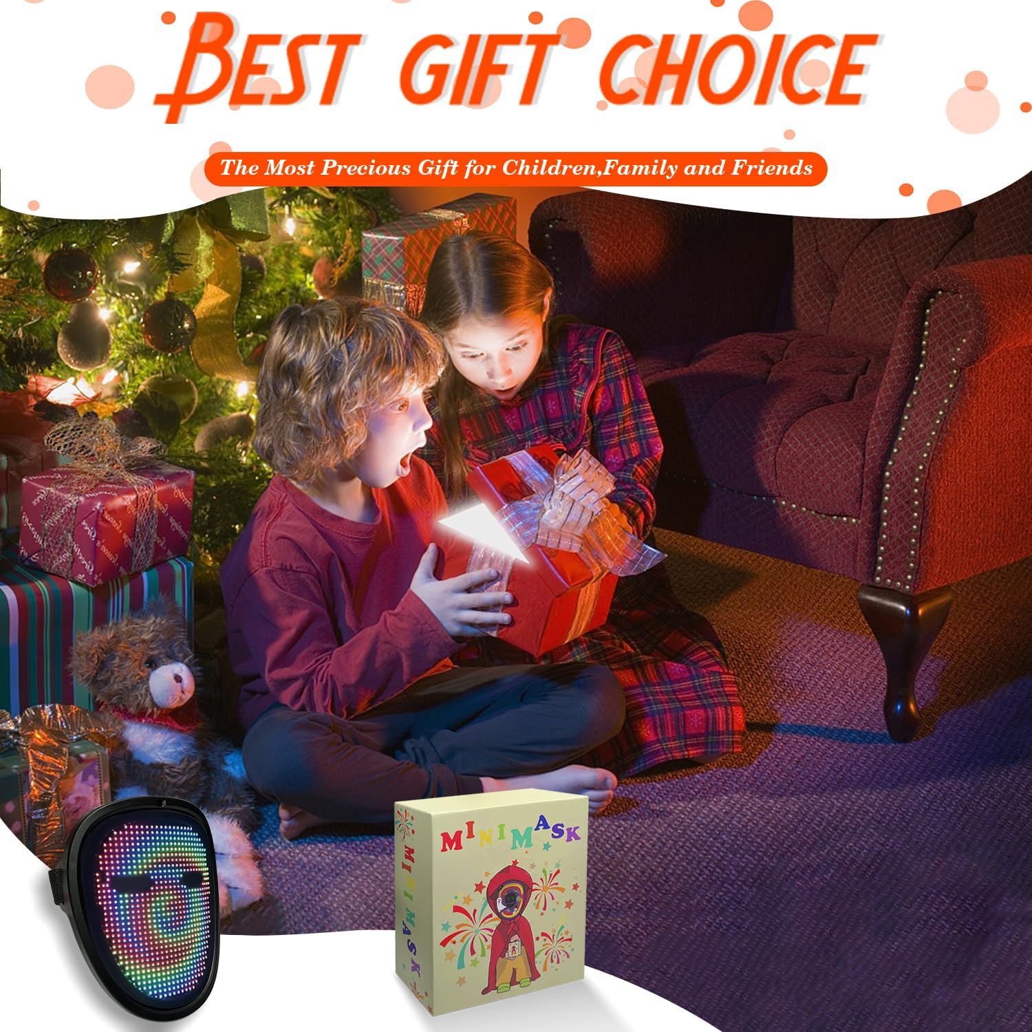 Led Mask Light up Mask with Gesture Sensing, Cool Glowing Toys Masks Great Gift for Halloween Christmas Costume Party