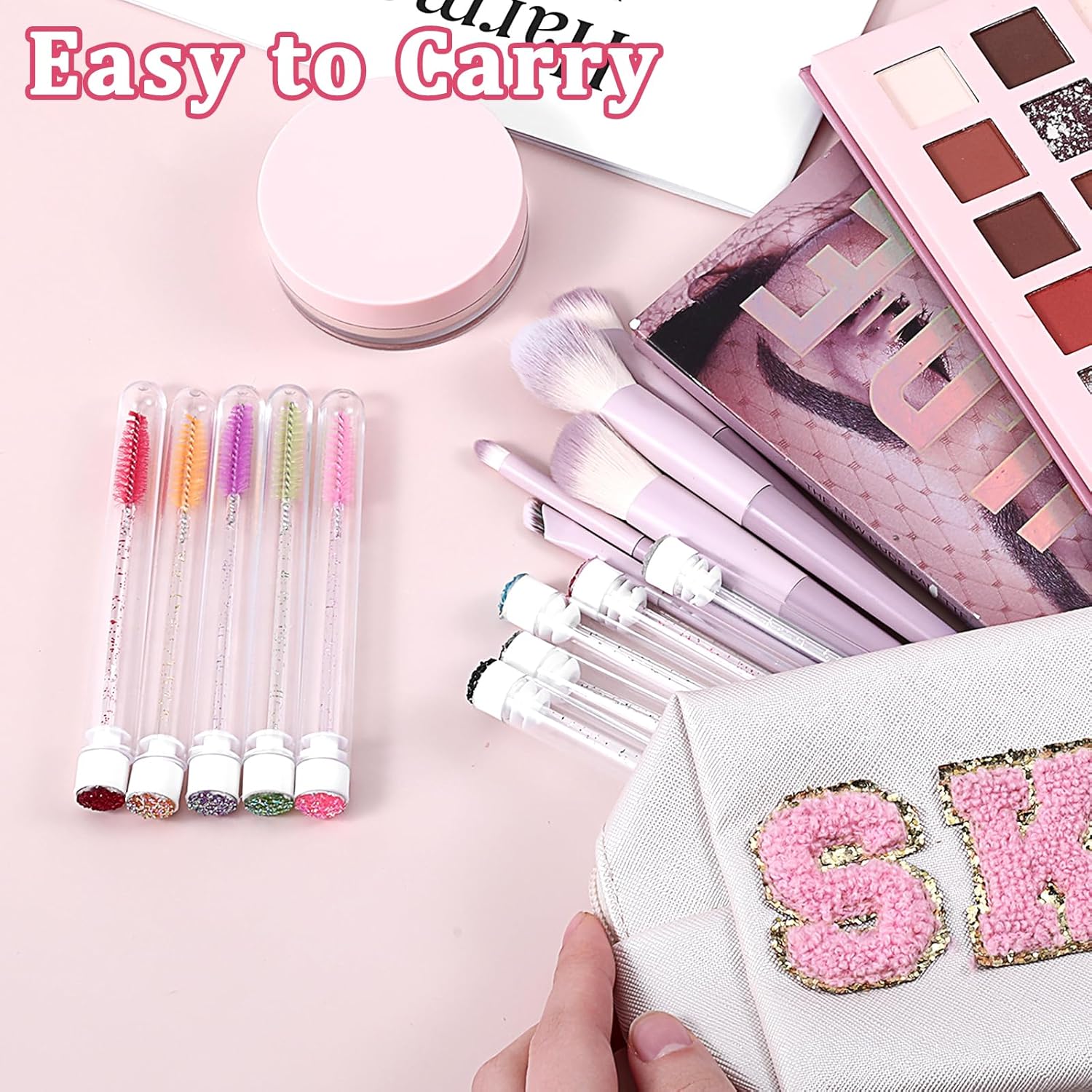 20 Pcs Disposable Mascara Wand Set with Tubes, Diamond Eyelash Brushes, Lash Wand Tubes, Makeup Eye Lash Spoolies with Empty Tube for Eyelash Extension, Eyebrow Applicator Supplies