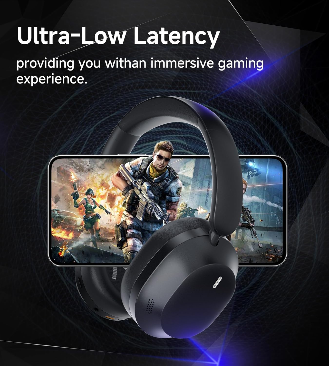 King Lucky B900 Hybrid Active Noise Cancelling Headphones, Wireless Over Ear Headphones, Bluetooth 5.4, Hi-Res Audio, Deep Bass, Comfortable Fit, with Mic, for Commuting, Travel, Home, Work, Black