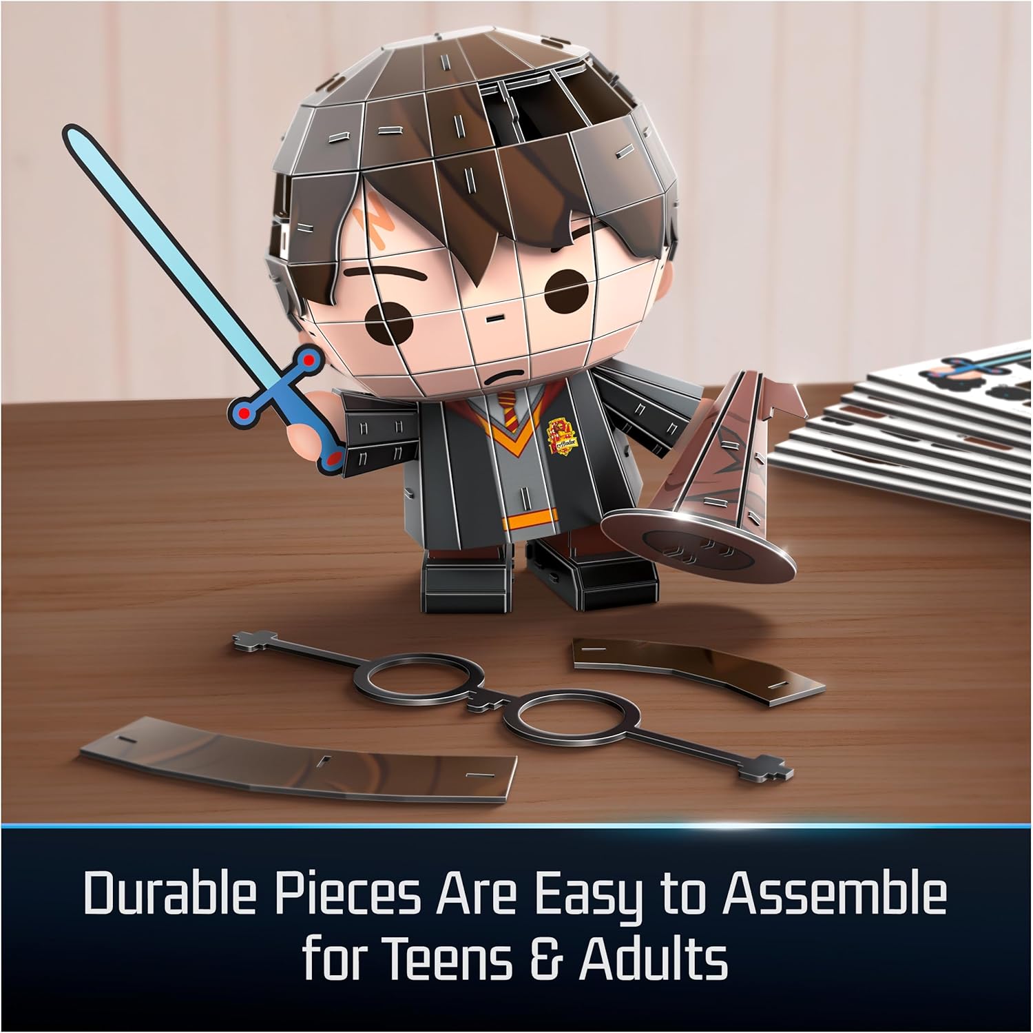 4D Build, Harry Potter Chibi with Sword 3D Model Kit, Harry Potter Collectibles & Desk Décor, Adult Puzzles, Building Toys, 3D Puzzles for Adults & Teens, 109 Pieces, for Ages 12 & Up