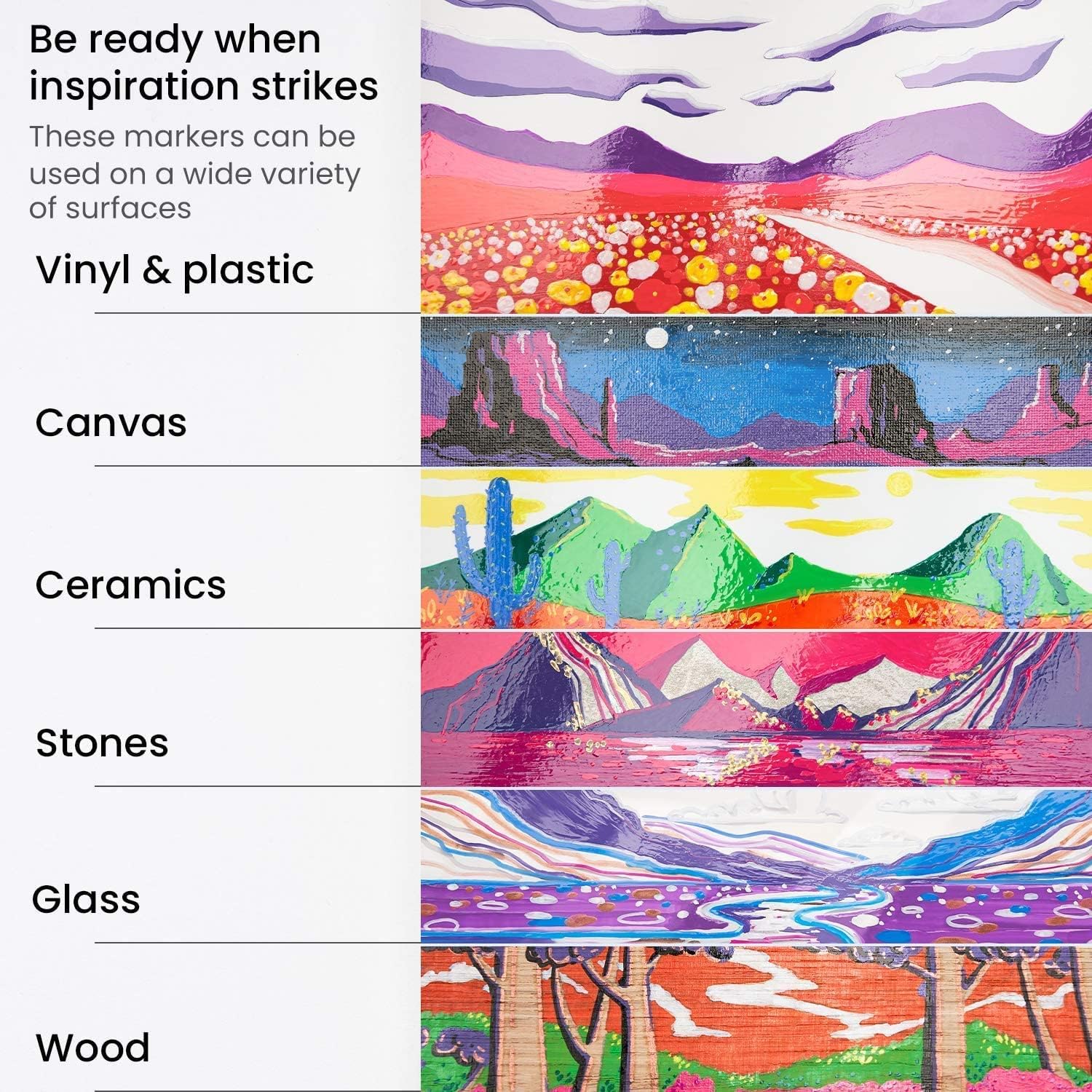 ARTEZA Oil Based Paint Markers, 12-Pack Black, 1.3 mm Permanent Pens, Waterproof Craft and Art Supplies for Stone, Wood, Glass, Metal, Canvas, Paper