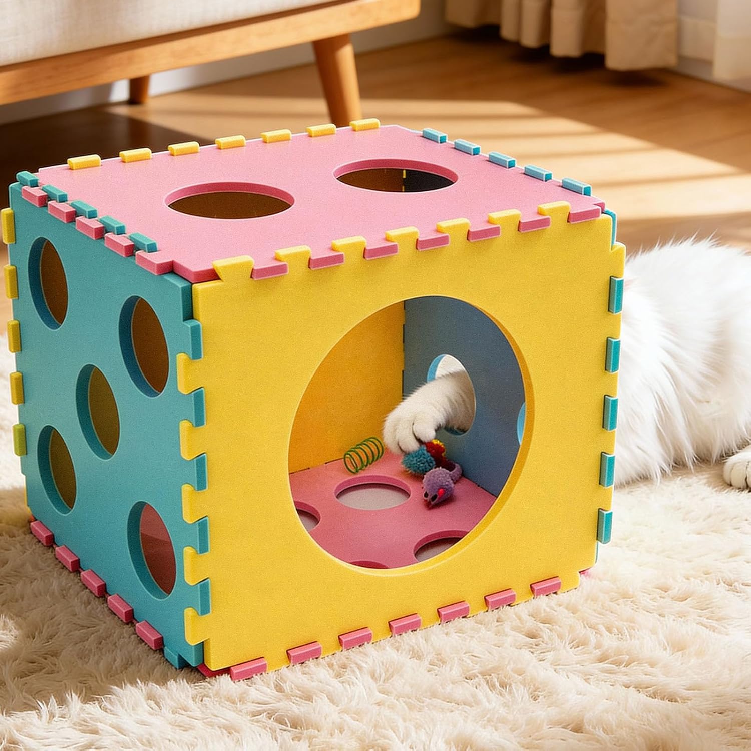 41 Pcs Interactive Cat Toys for Indoor Cats, Kitten Toys with Cute Cat House Bed, Catnip Toys, Chew Rope, Feather Wand, Springs and Balls for Indoor Kittens