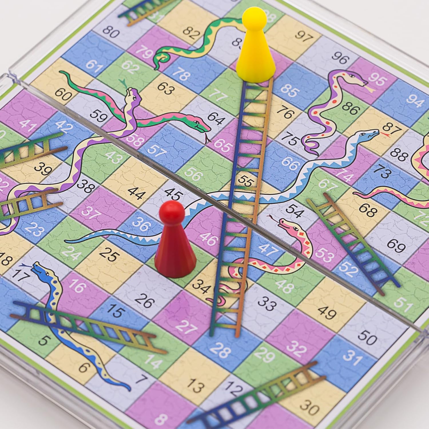 Mini Snakes and Ladders Board Game Set -6″, Magnetic Folding Travel Board Game for Kids (Pocket Crystal Style)