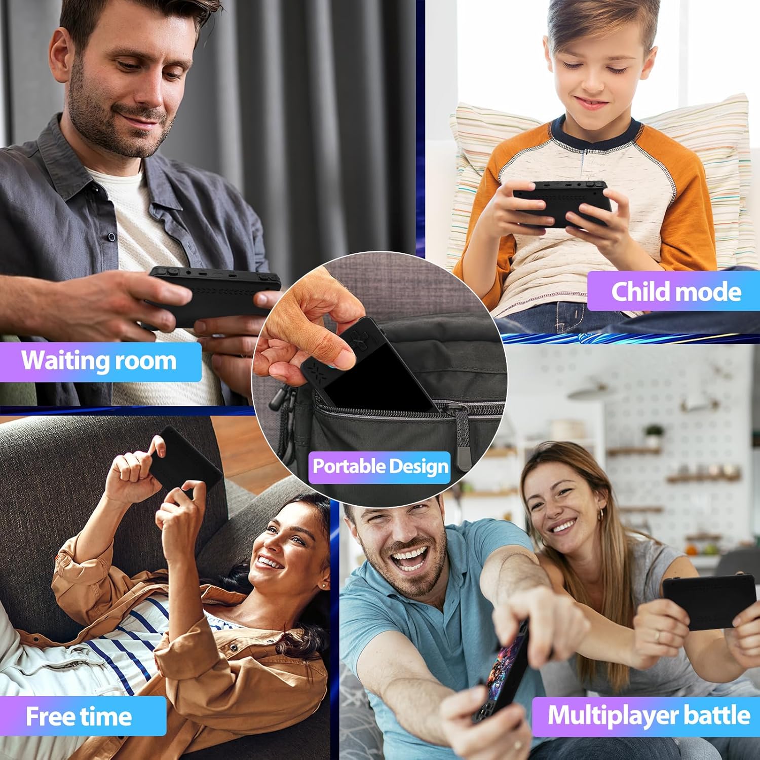 Upgraded XF40H Handheld Game Console, Retro Gaming Console Preloaded Classic Games with Multiple Emulators, 4.0 Inch 4K HD IPS Screen Open Source Linux System, Pocket Video Gaming (Black-128G)