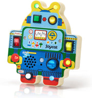 JoyCat Robot Busy Board with Led Light, Toddler Toys for 1 2 3 4 Year Old Boys and Girls, Wooden Sensory Toys with Voice Recording, Travel Toy for Toddlers 1-3, Birthday Presents