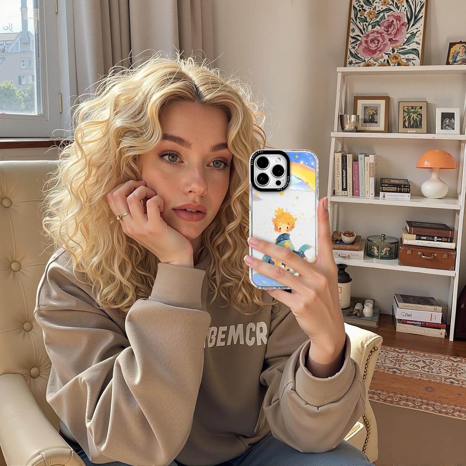 for iPhone 12 Case, Cartoon Pattern with Little Prince-Like, Military-Grade Drop Protection, Cute Soft Slim TPU Protective Cover with Camera Lens Protection for Women & Girls